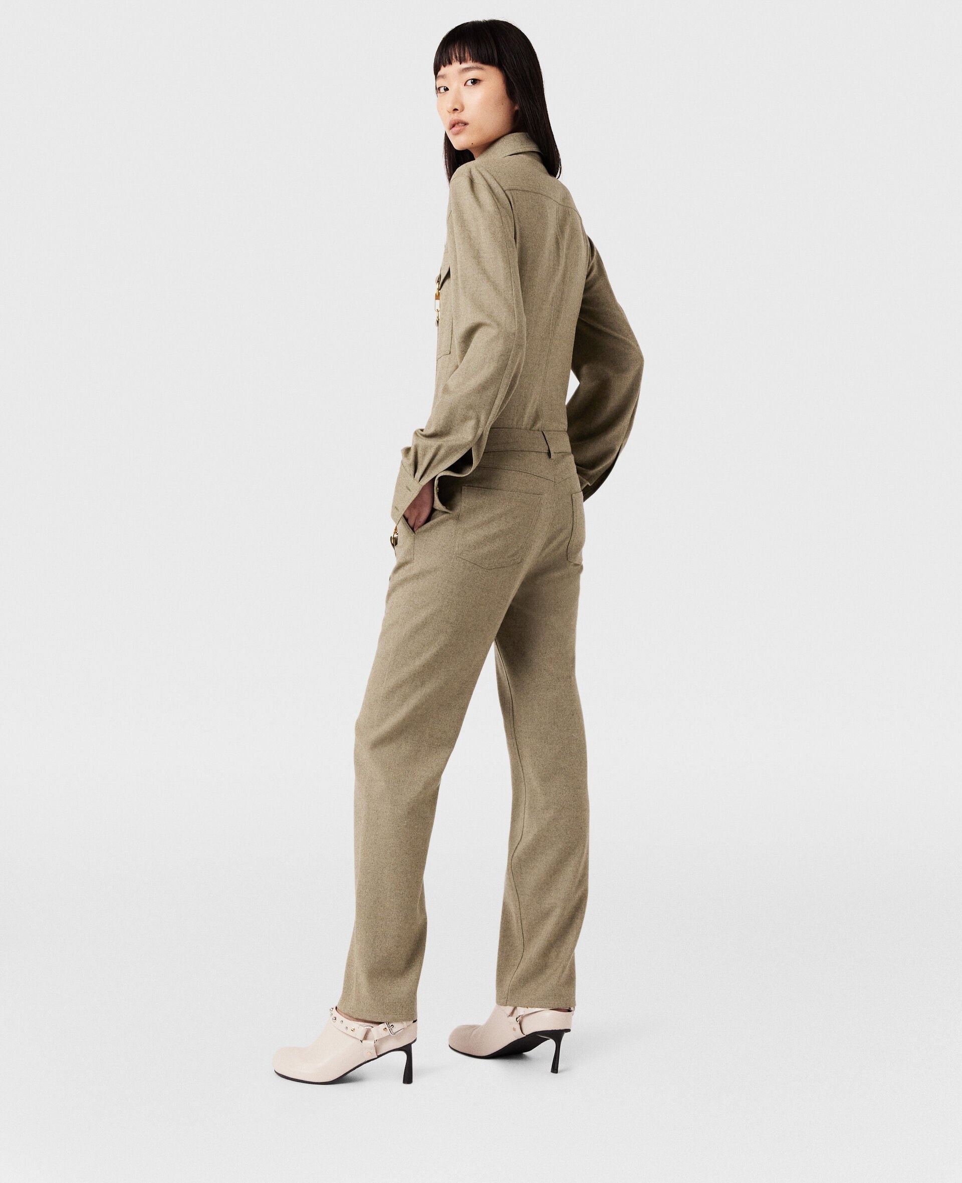 Clasp-Embellished Mid-Rise Wool Pants - 3