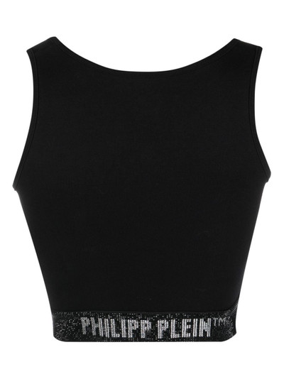 PHILIPP PLEIN crystal-embellished logo-band tank top outlook