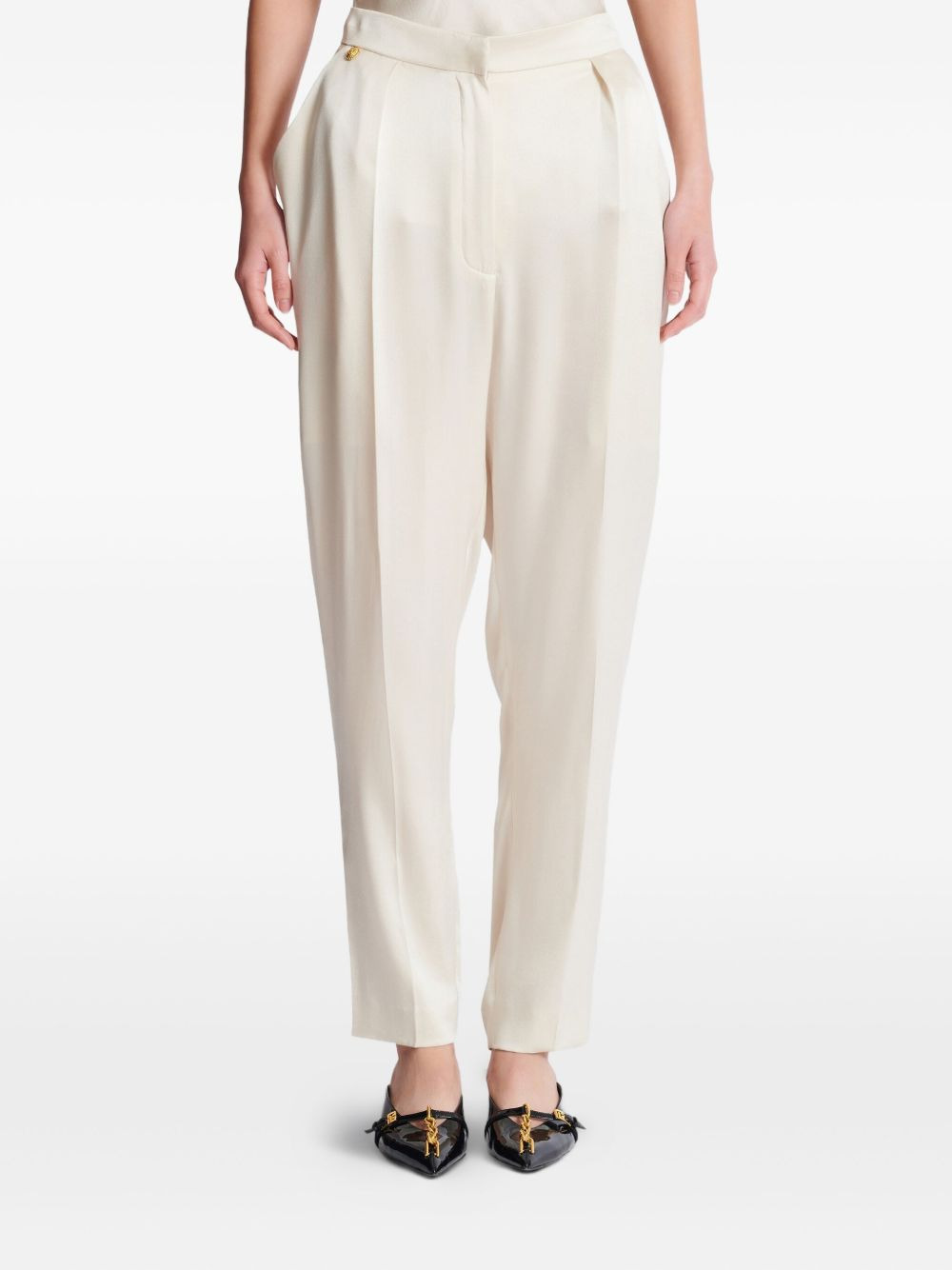 high-waisted silk trousers - 5