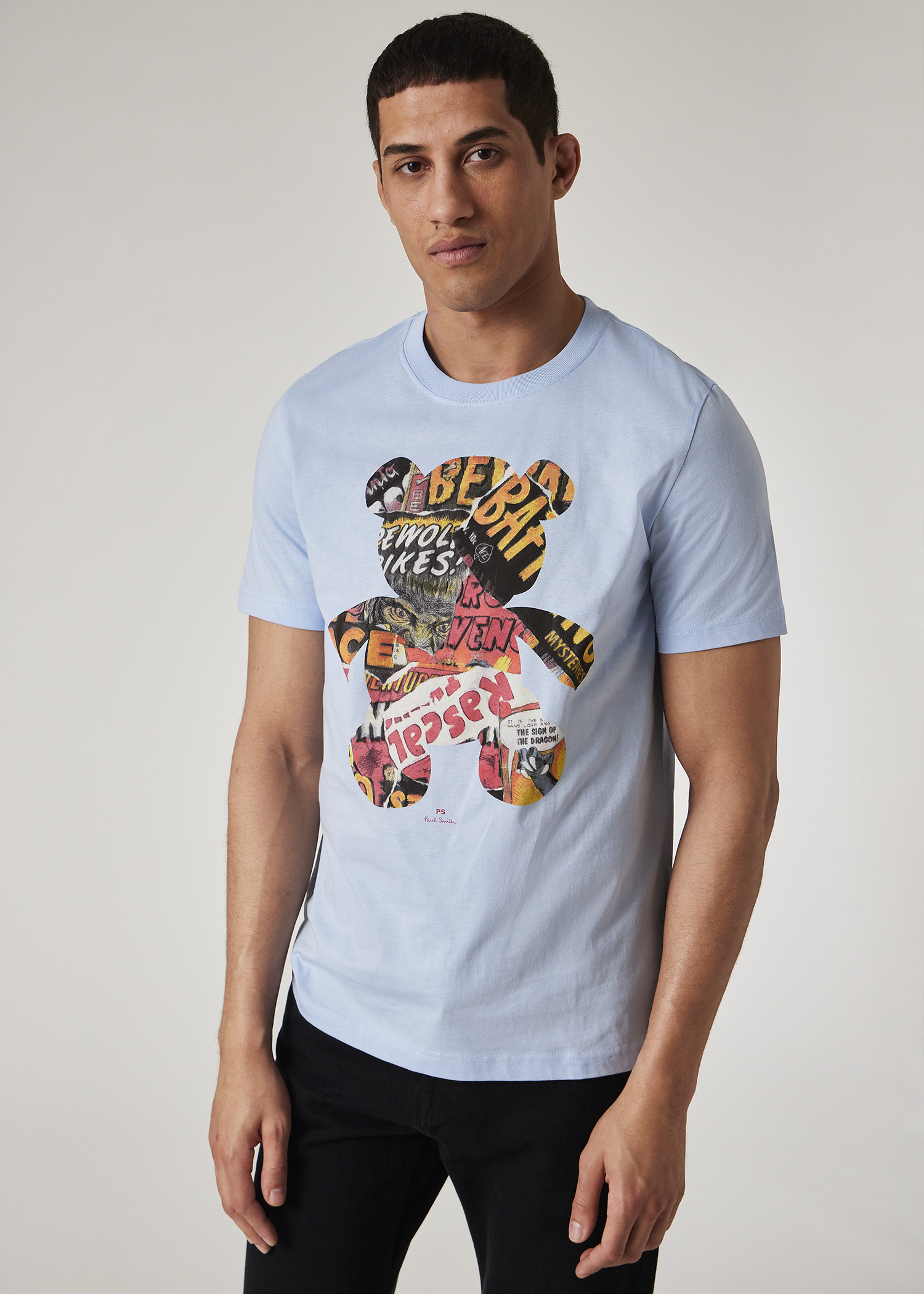 Light Blue 'Bear Collage' Print T-Shirt - 4