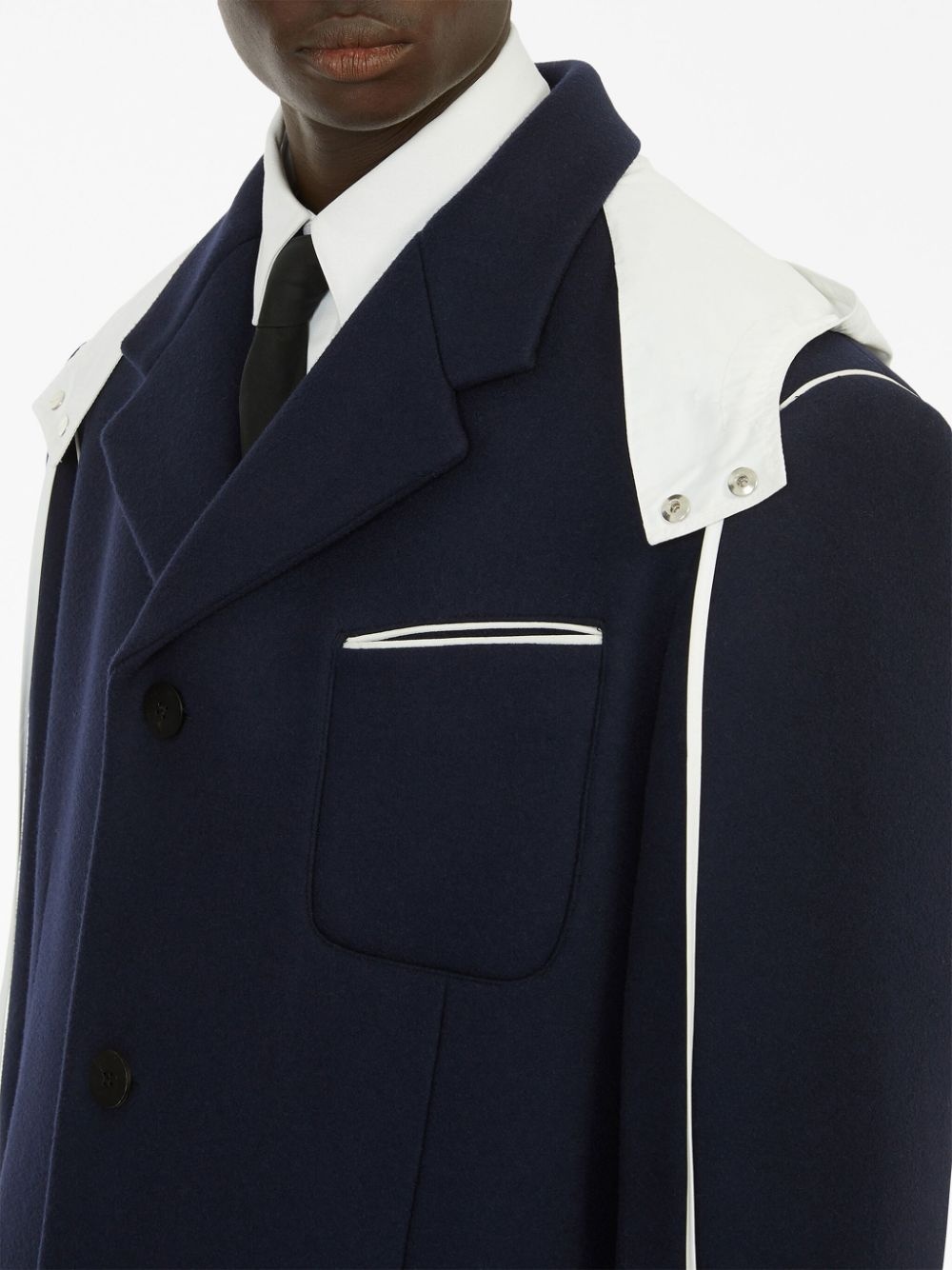 single-breasted hooded coat - 4