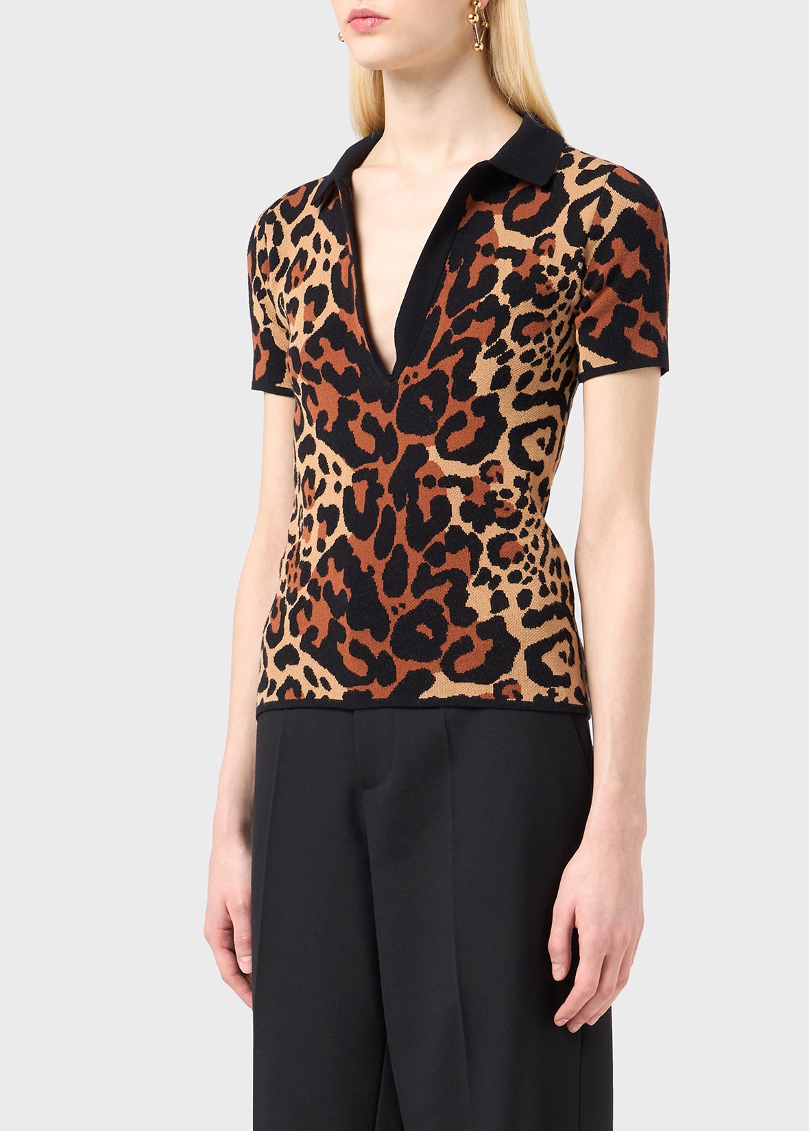 ANIMALIER PRINT VISCOSE POLO SHIRT - 5