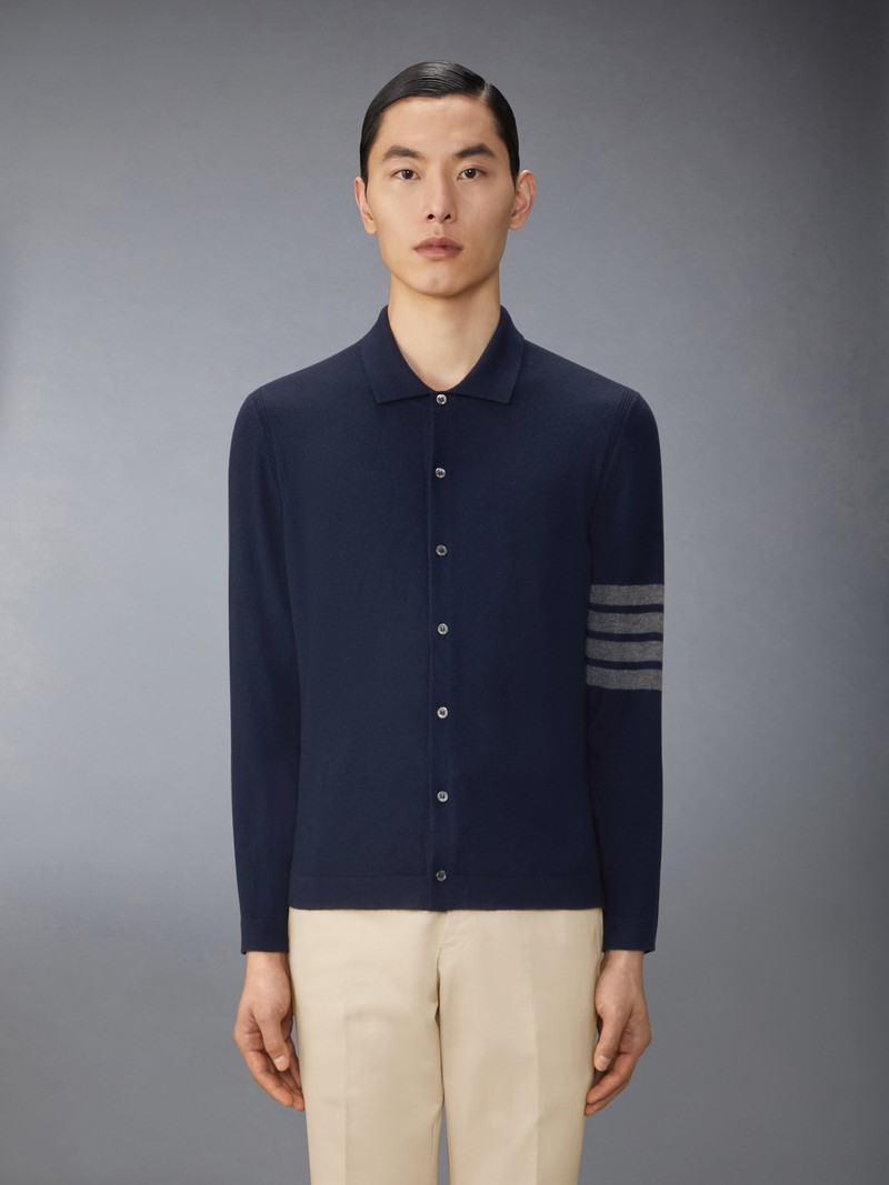Thom Browne Cashmere Jersey Stitch 4-Bar Shirt outlook