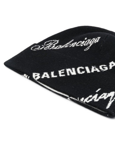 BALENCIAGA intarsia-knit logo beanie outlook