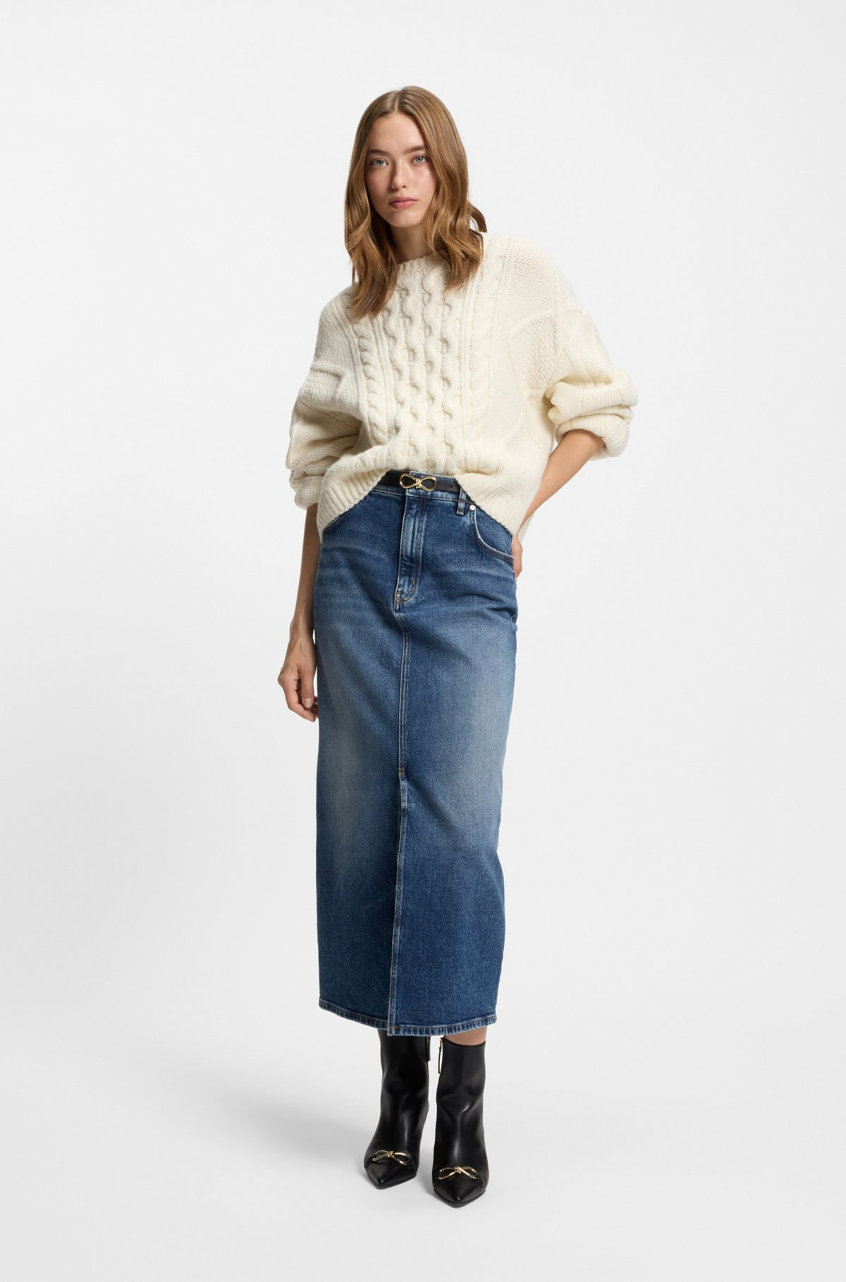 OVERSIZE-FIT SWEATER WITH CABLE KNIT - 3