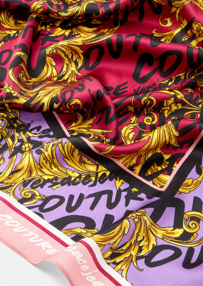 VERSACE JEANS COUTURE Logo Brush Couture Shawl Silk Foulard outlook