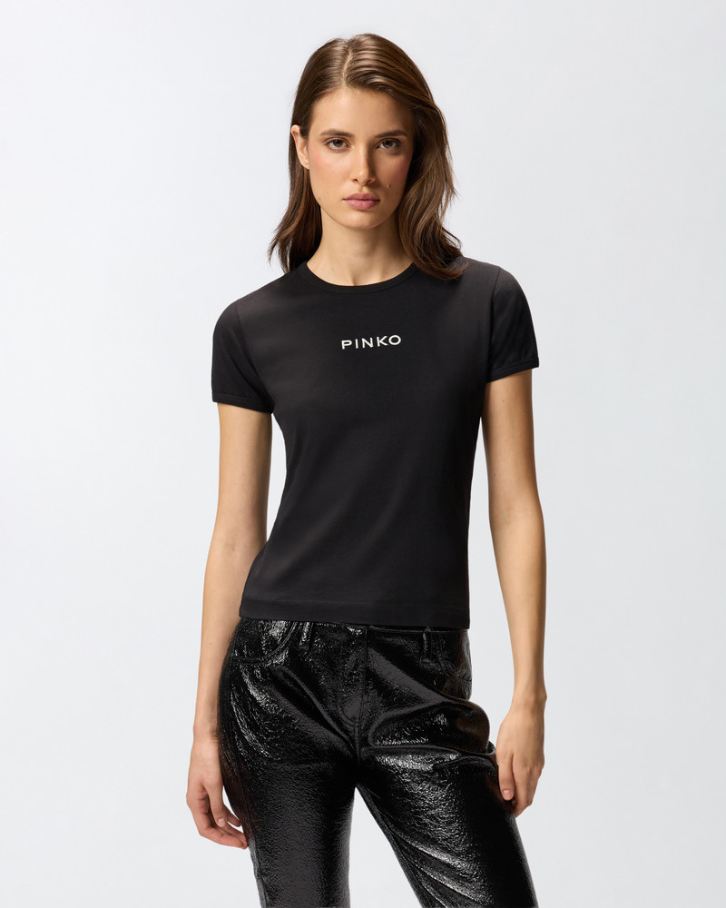 PINKO SHORT-SLEEVED T-SHIRT WITH EMBROIDERED LOGO outlook