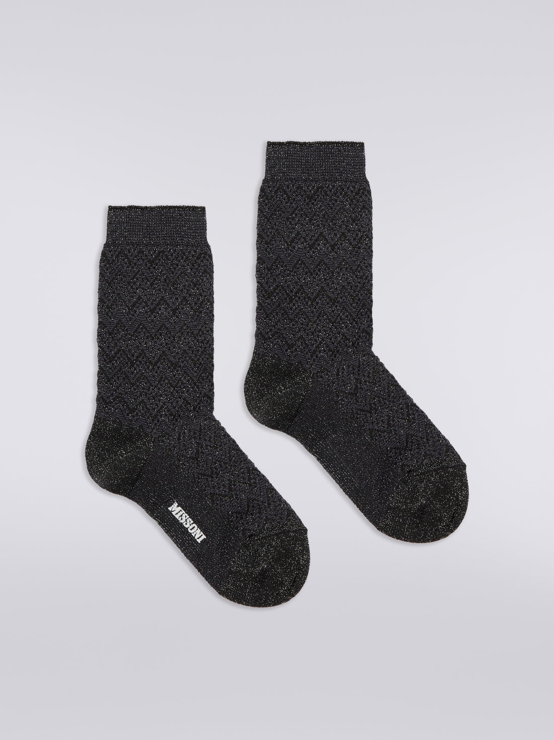 Short zigzag viscose and nylon socks - 1