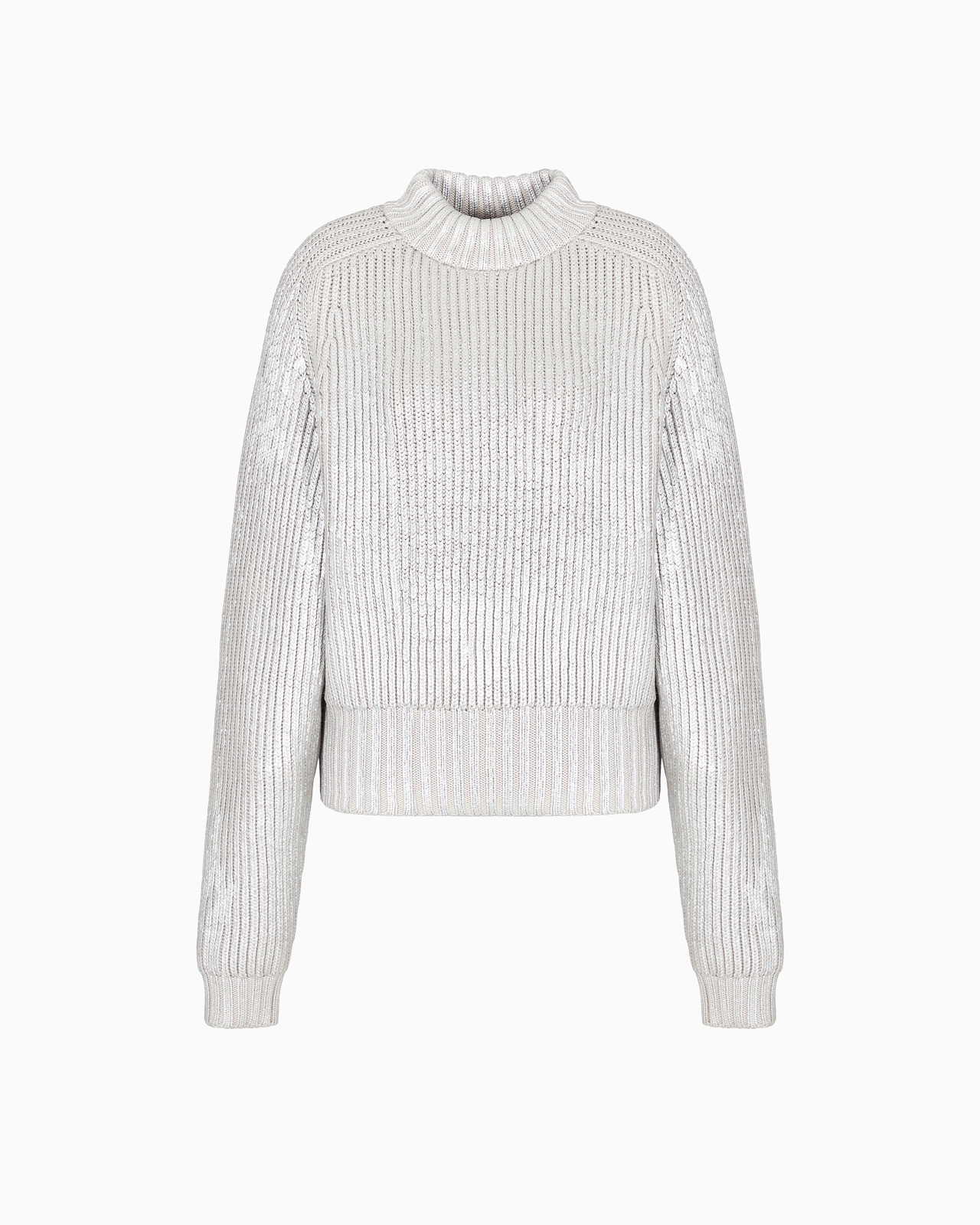 GIORGIO ARMANI NEVE MOCK-NECK JUMPER IN METALLIC-EFFECT VIRGIN WOOL - 1