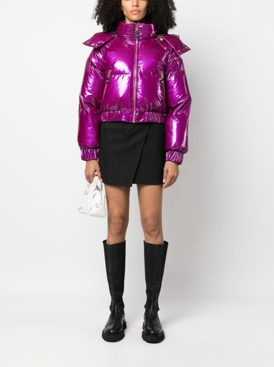 VERSACE JEANS COUTURE glossy-finish hooded puffer jacket outlook