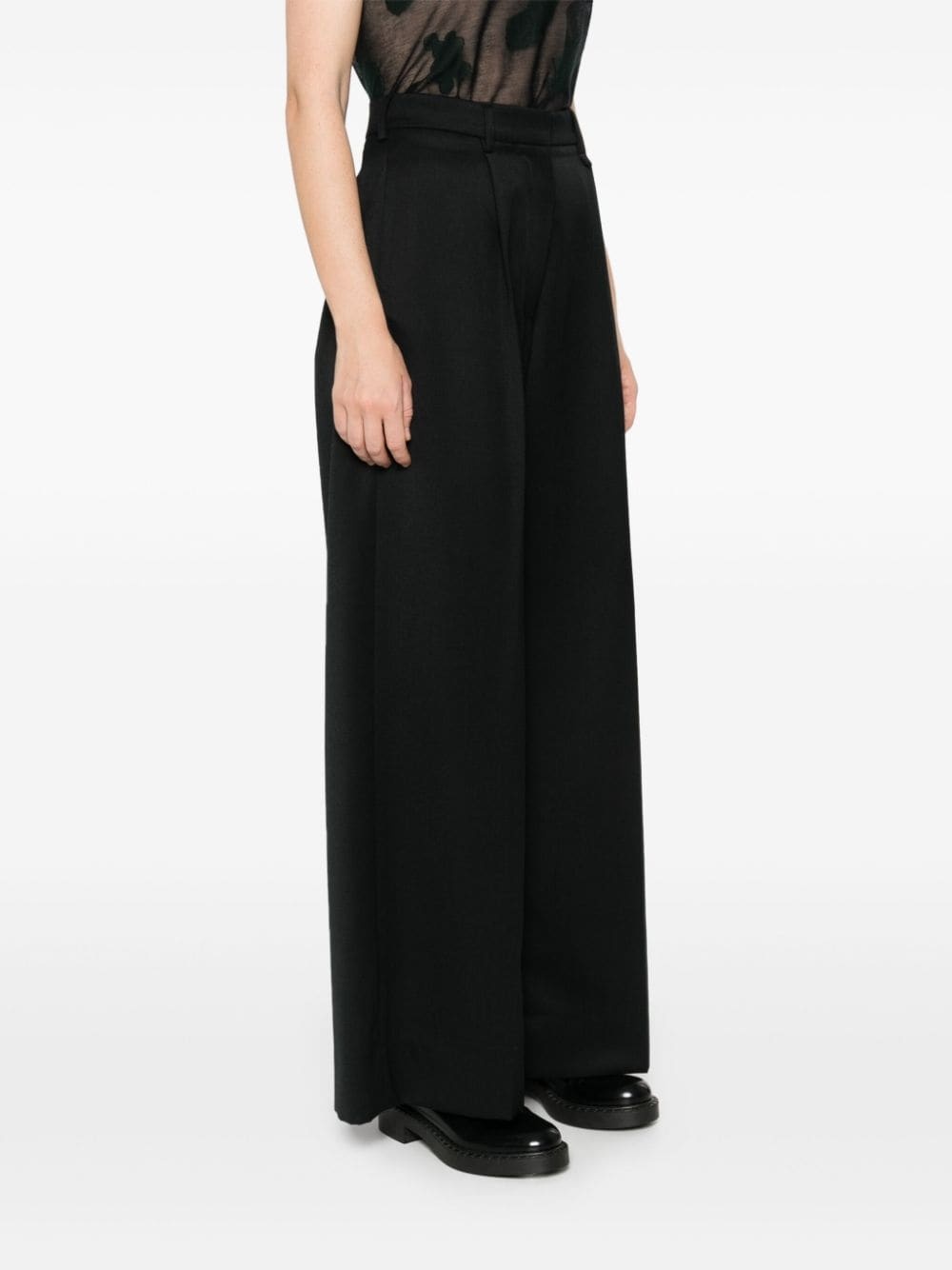 pleated wide-leg trousers - 3