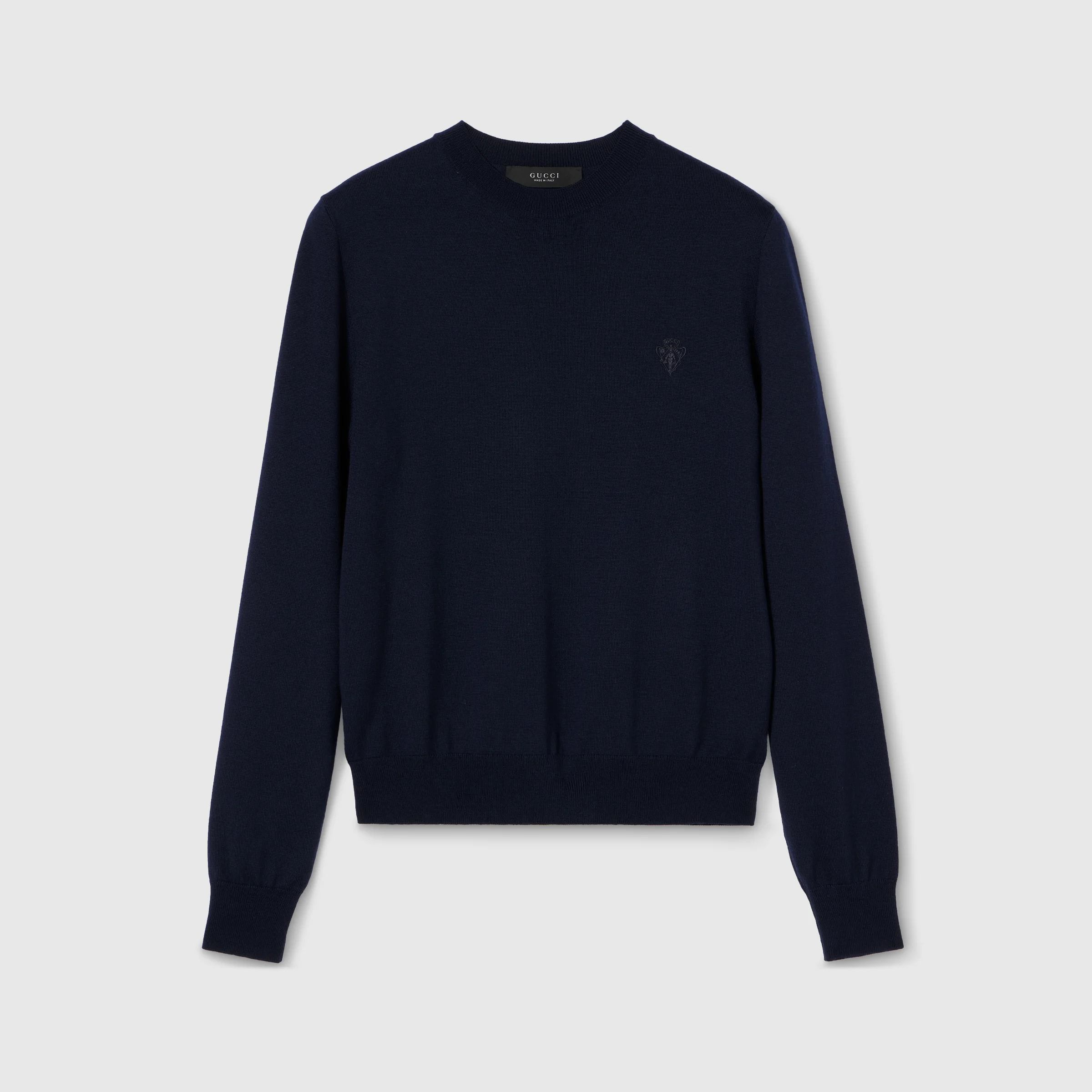 Knit wool sweater with embroidery - 1