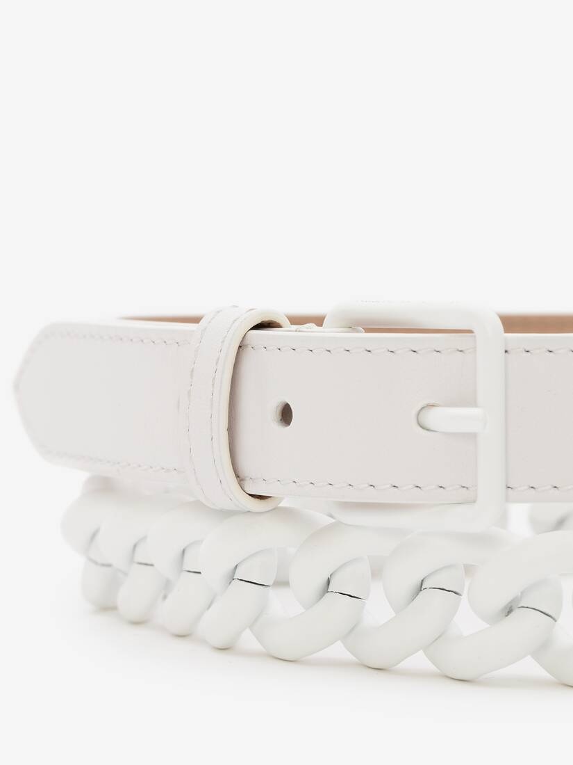 Double Belt With Chain in Optic White - 3