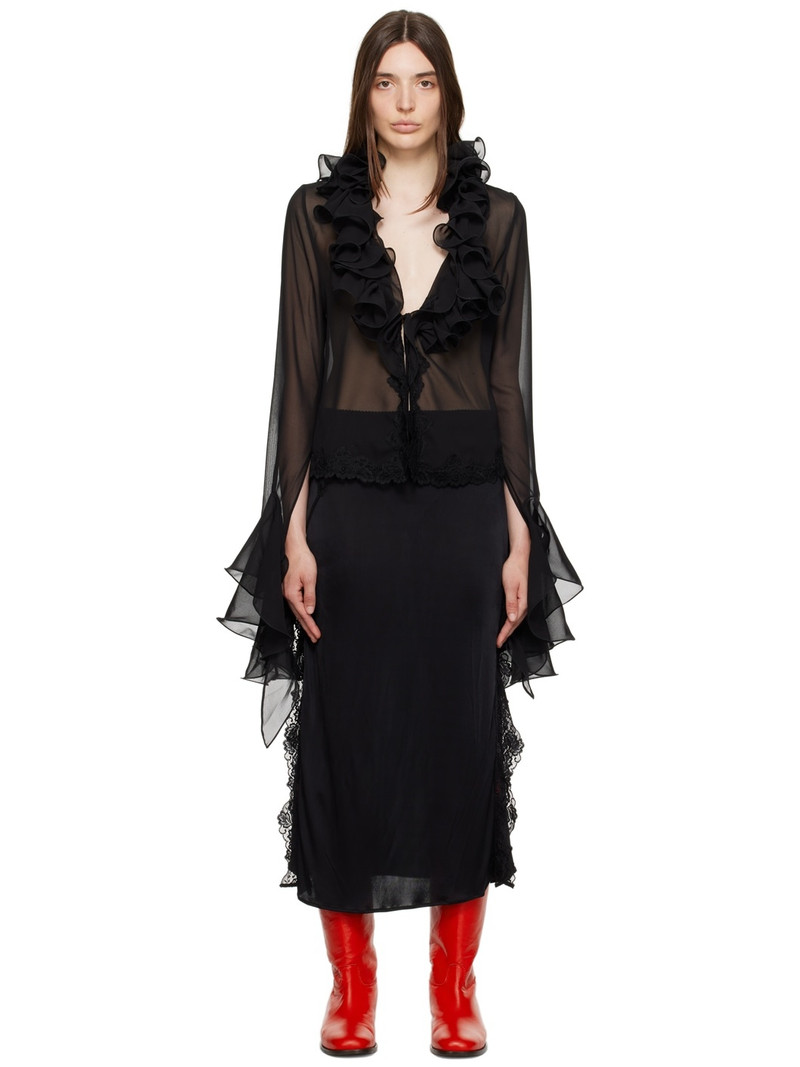 Black FrouFrou Blouse - 1
