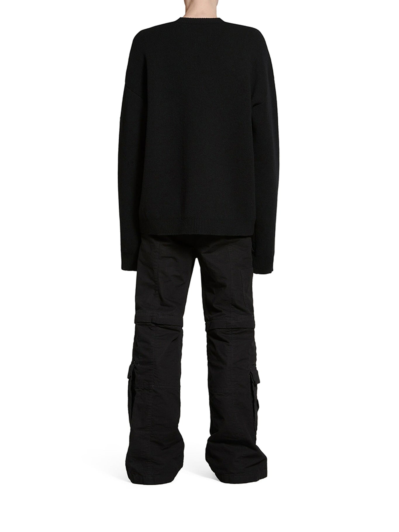 BLACK DOUBLE-FACE WOOL KNIT SWEATER - 3