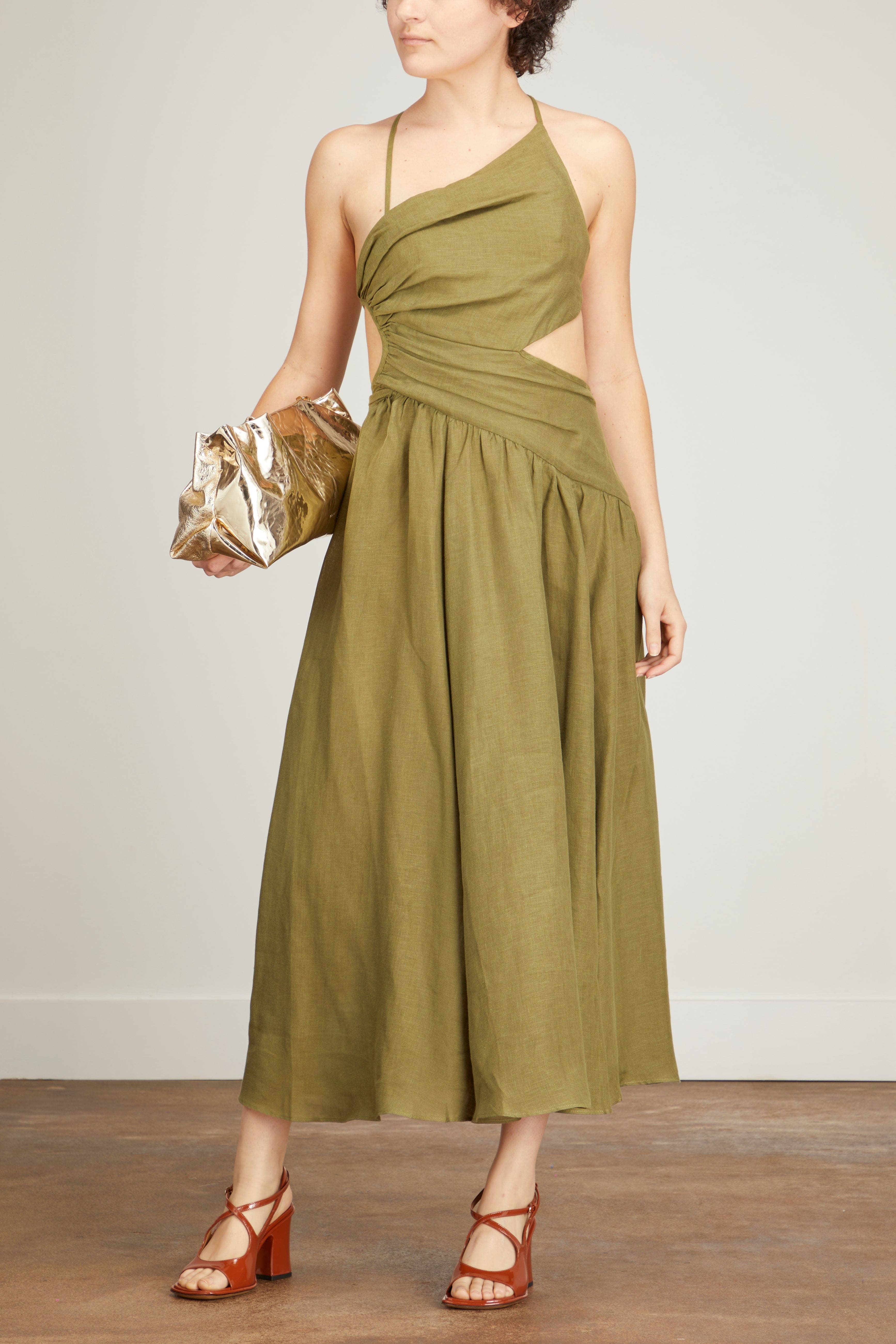 christian lacroix green linen dress Monette 27 main image 1