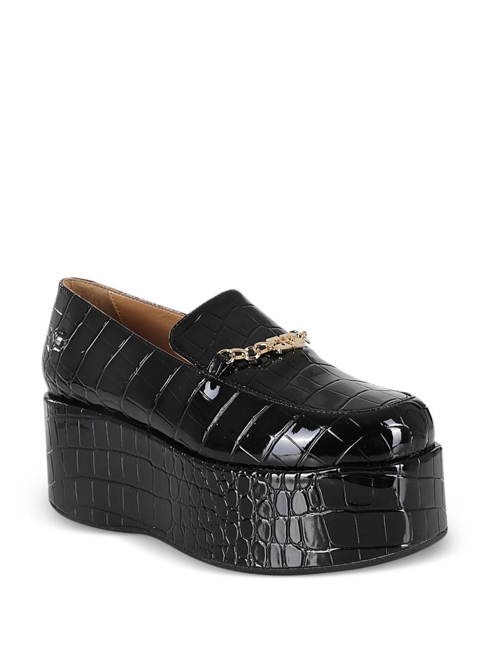 crocodile-embossed leather loafers - 2