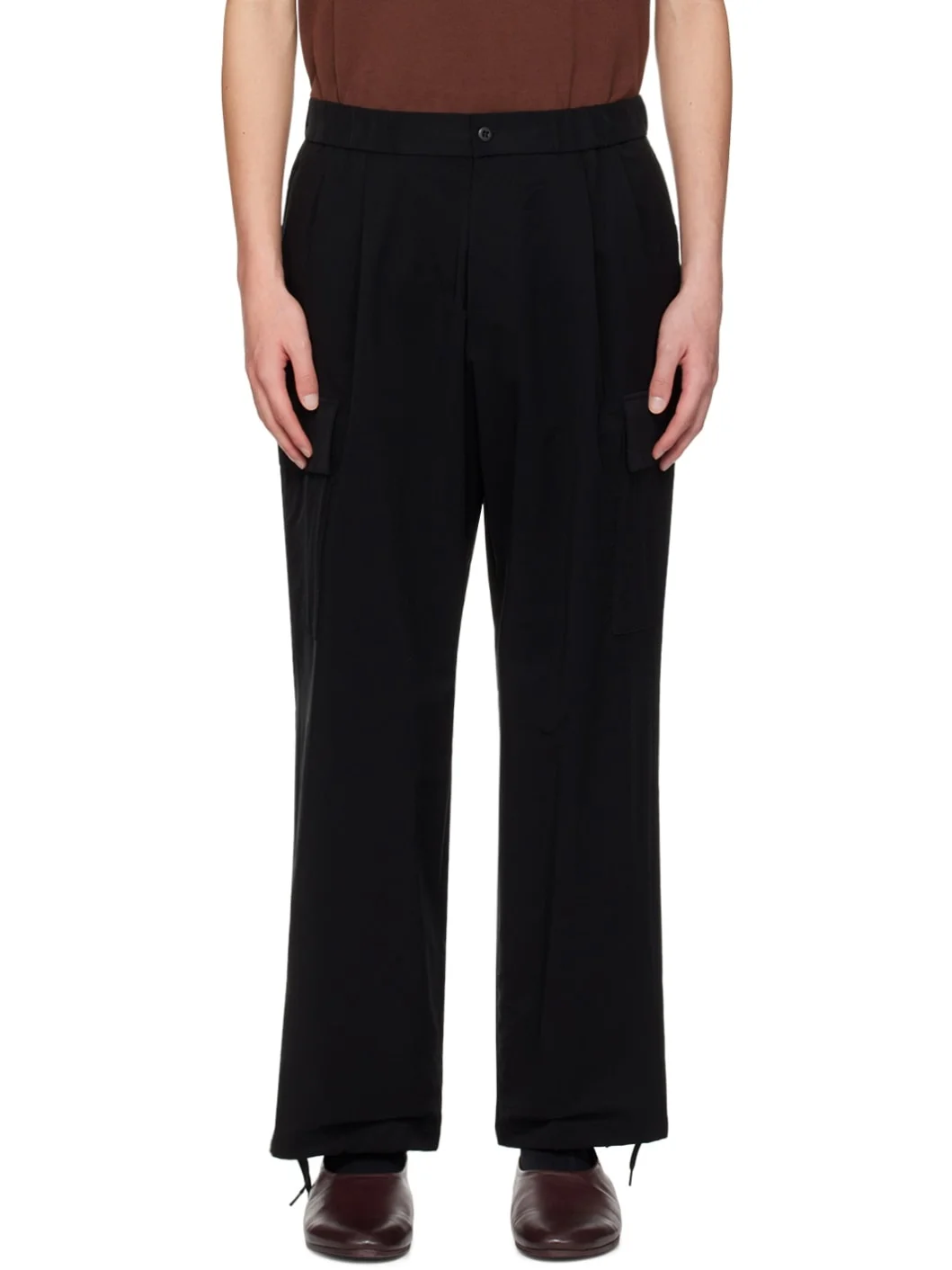 Black Drawstring Cargo Pants - 1