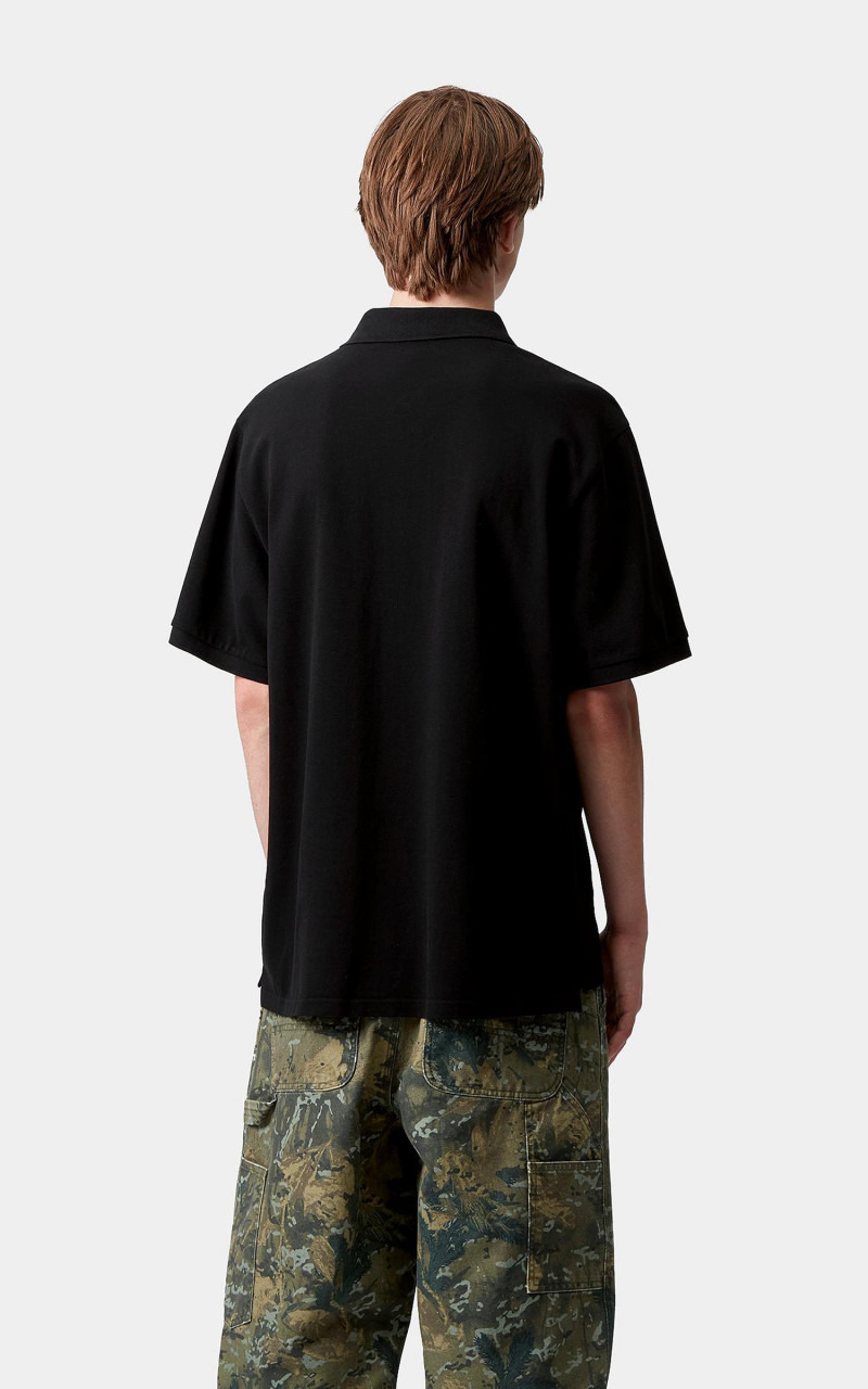 S/S CARHARTT SCRIPT POLO BLACK/WHITE - 5