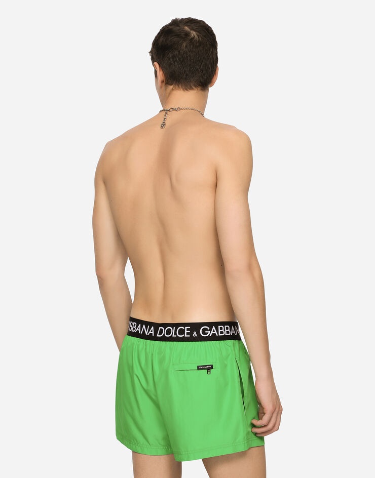 Short swim trunks with branded stretch waistband - 5