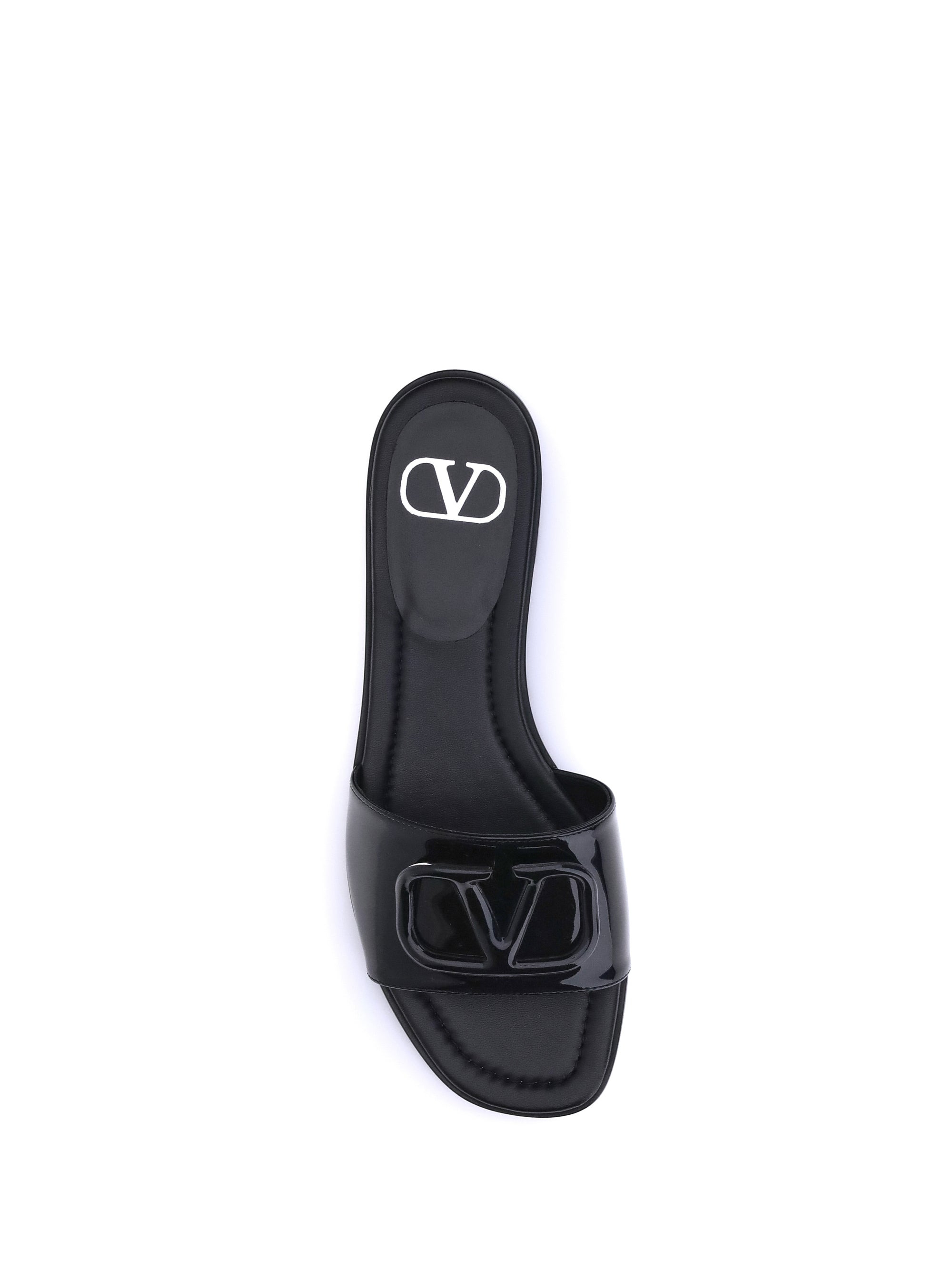 Valentino Garavani Women Patent Leathe Vlogo Slide Sandals - 4