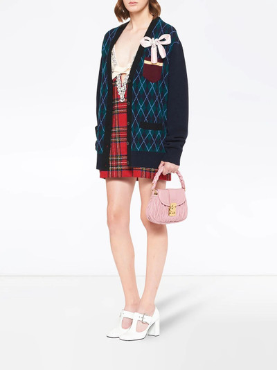 Miu Miu bow detail argyle cardigan outlook