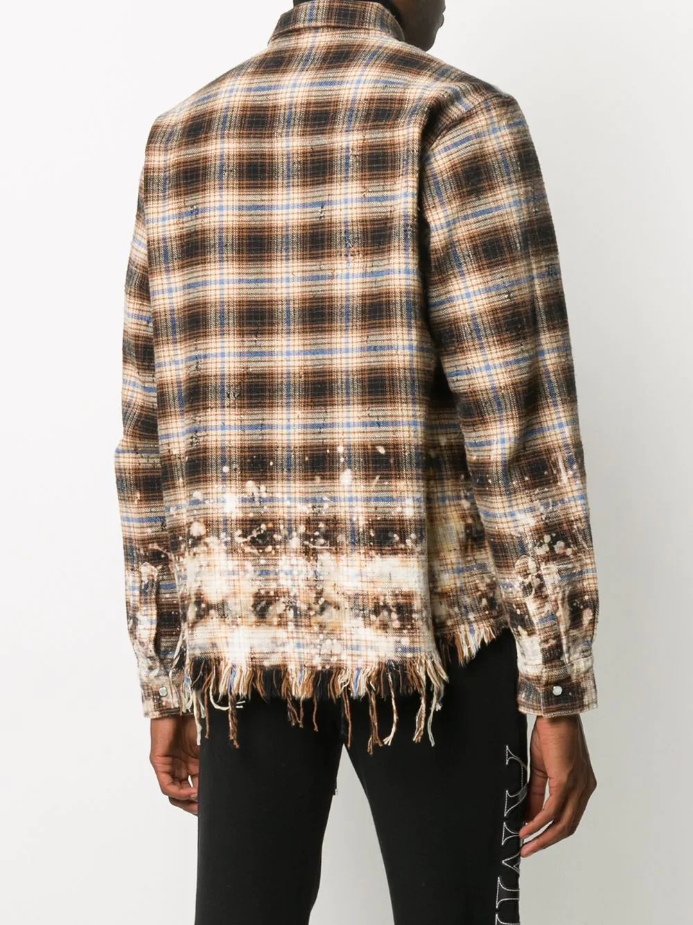 frayed-hem check bleach shirt  - 4