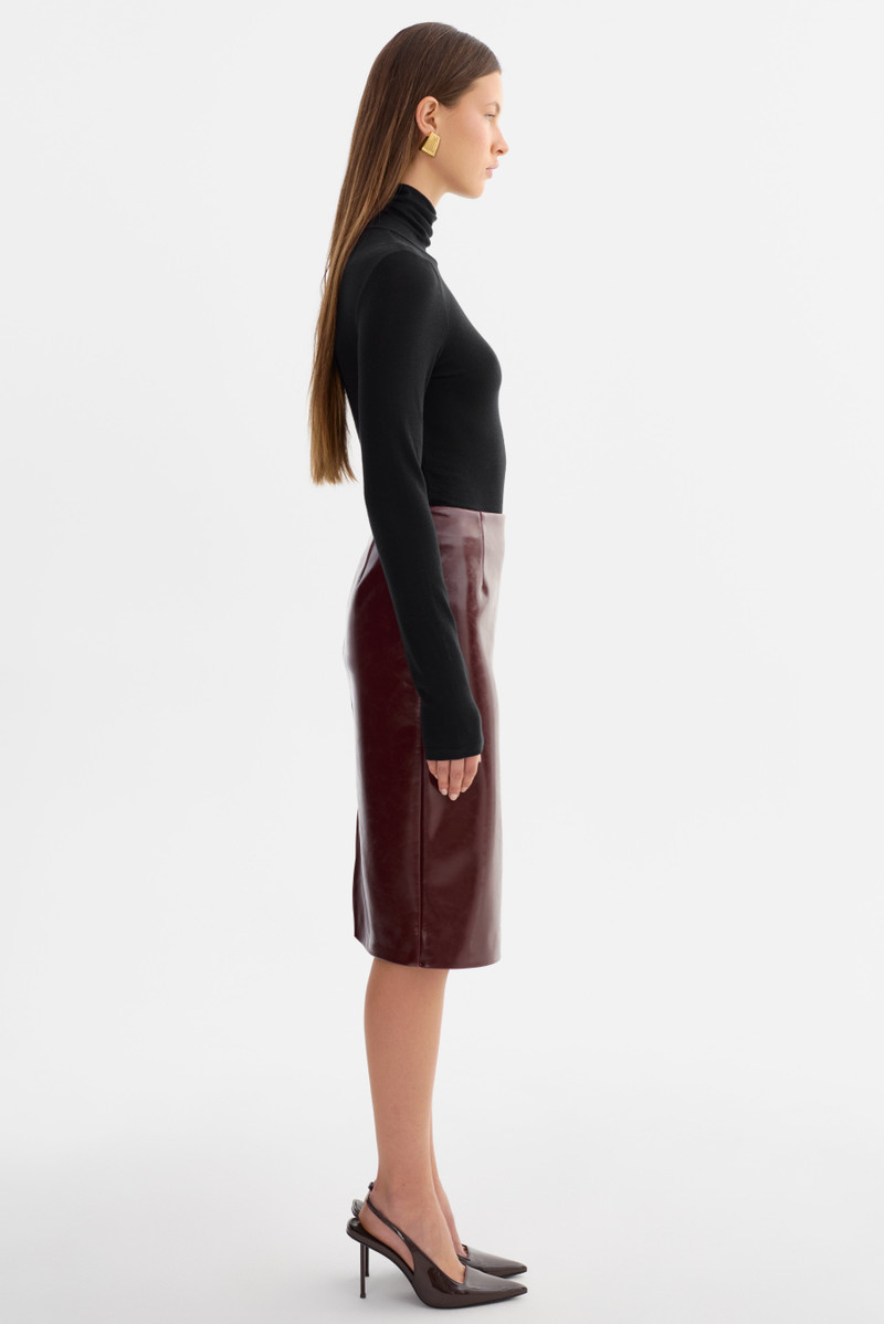 GEORGIA | Faux Patent Leather Pencil Skirt 5
