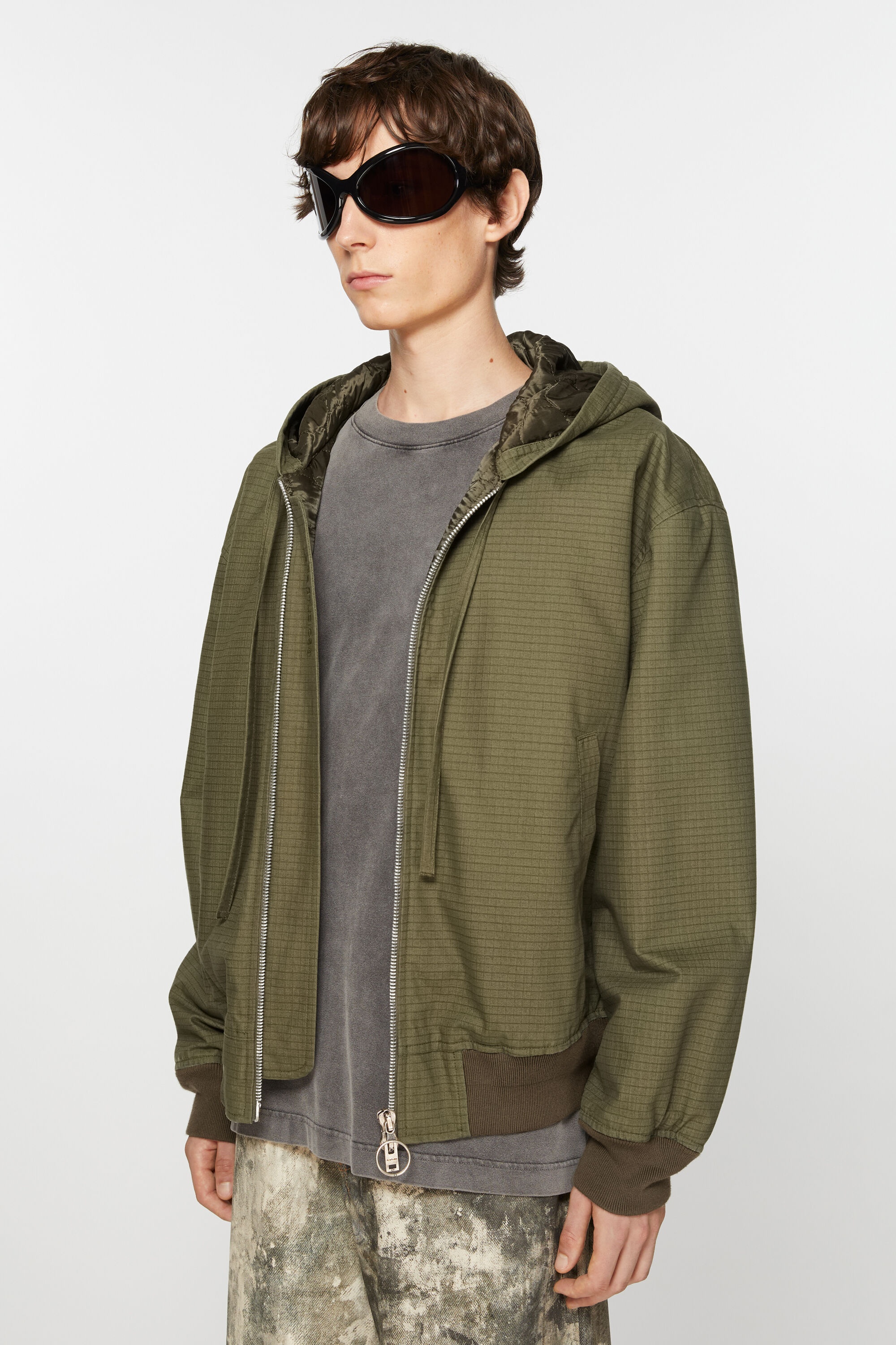 Ripstop padded jacket - Olive green - 3