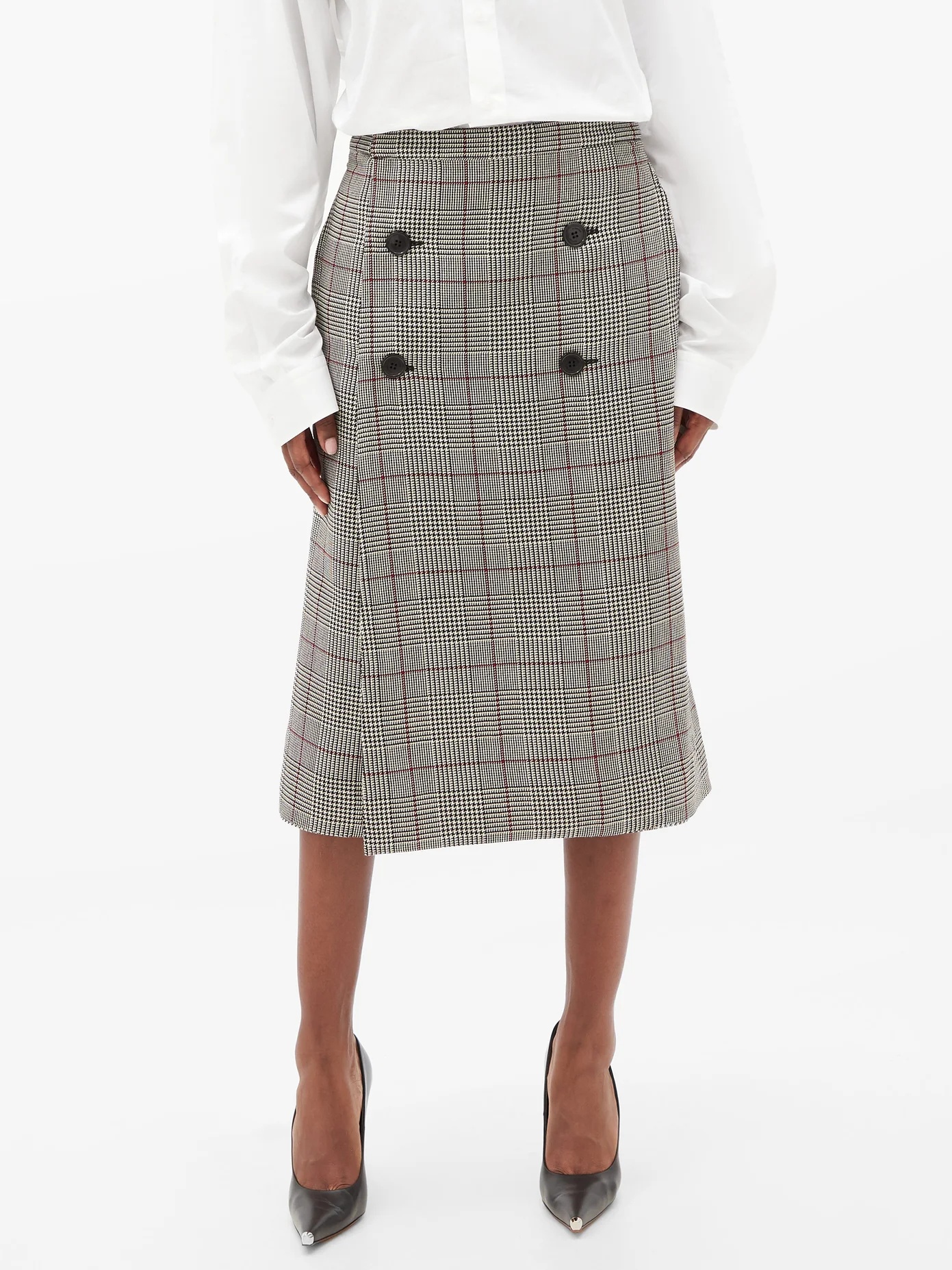 Prince-of-Wales-checked wool skirt - 6