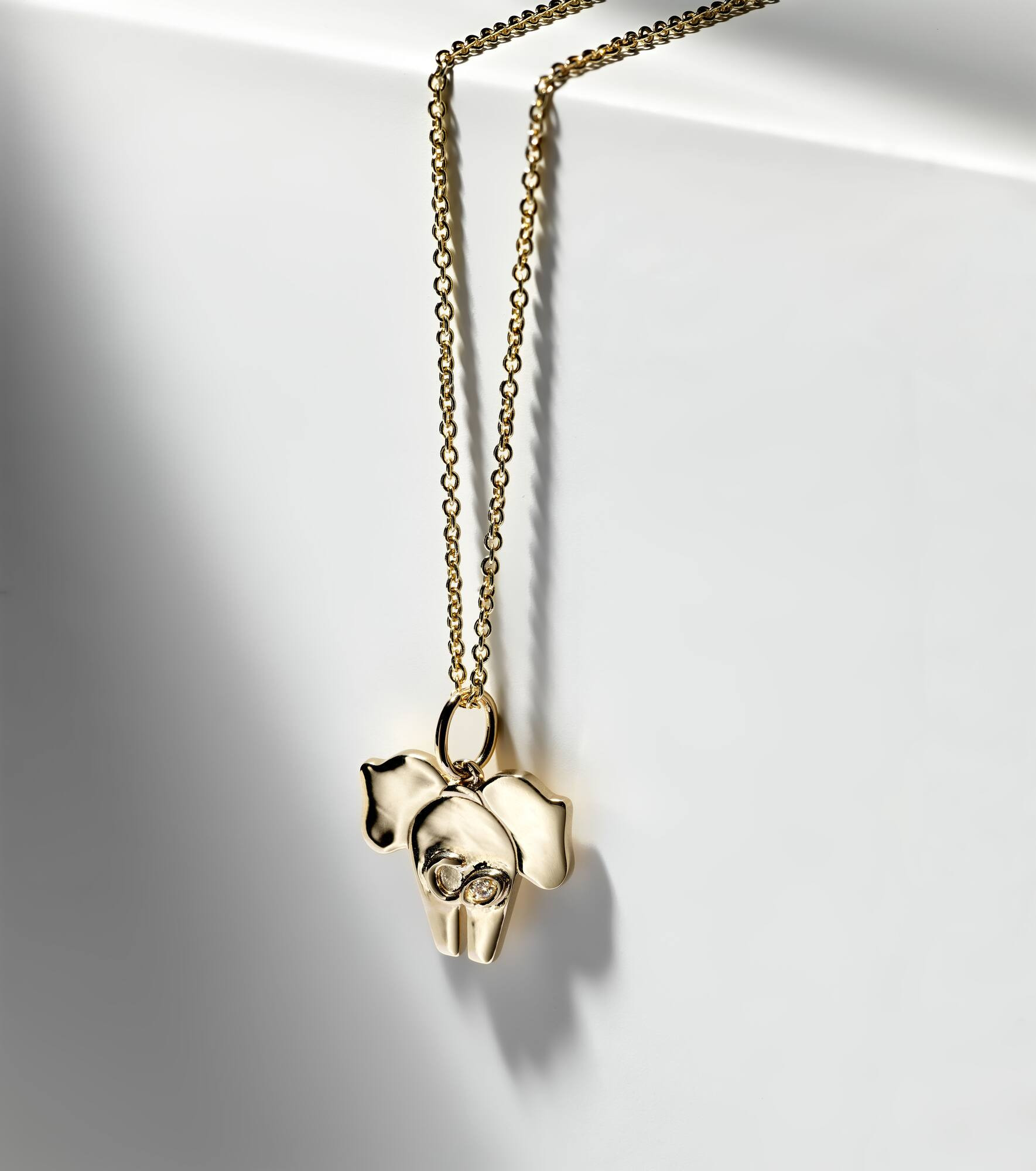 Elephant Tail 14kt gold necklace with diamonds - 5
