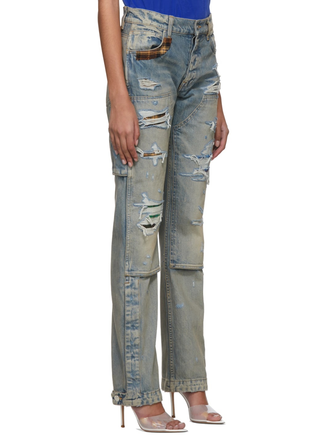 Blue Carpenter Plaid Jeans - 2