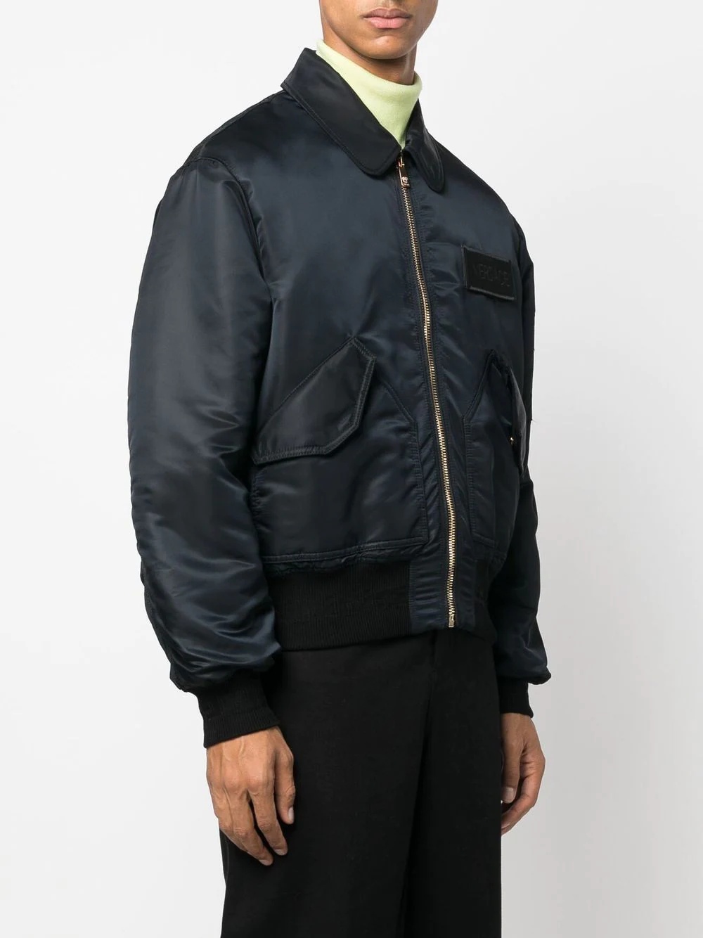 logo-patch padded bomber jacket - 3