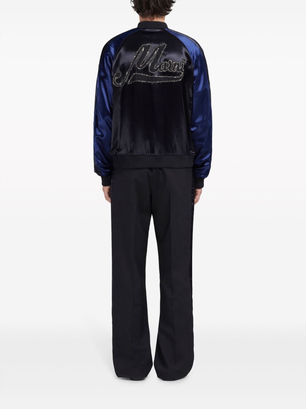 logo-embroidered satin bomber jacket - 4