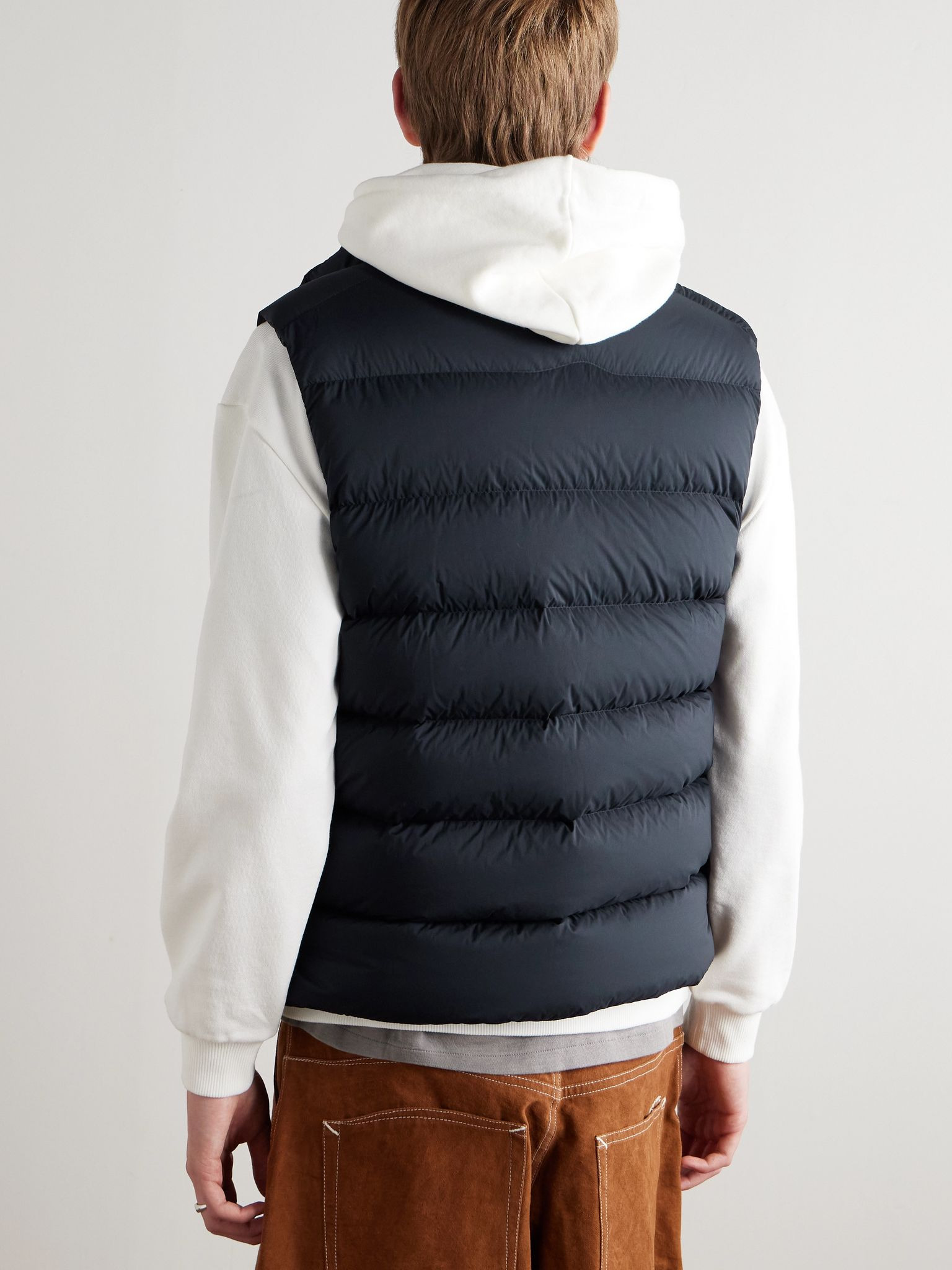 Tibb Logo-Appliquéd Quilted Shell Down Gilet Navy - 4