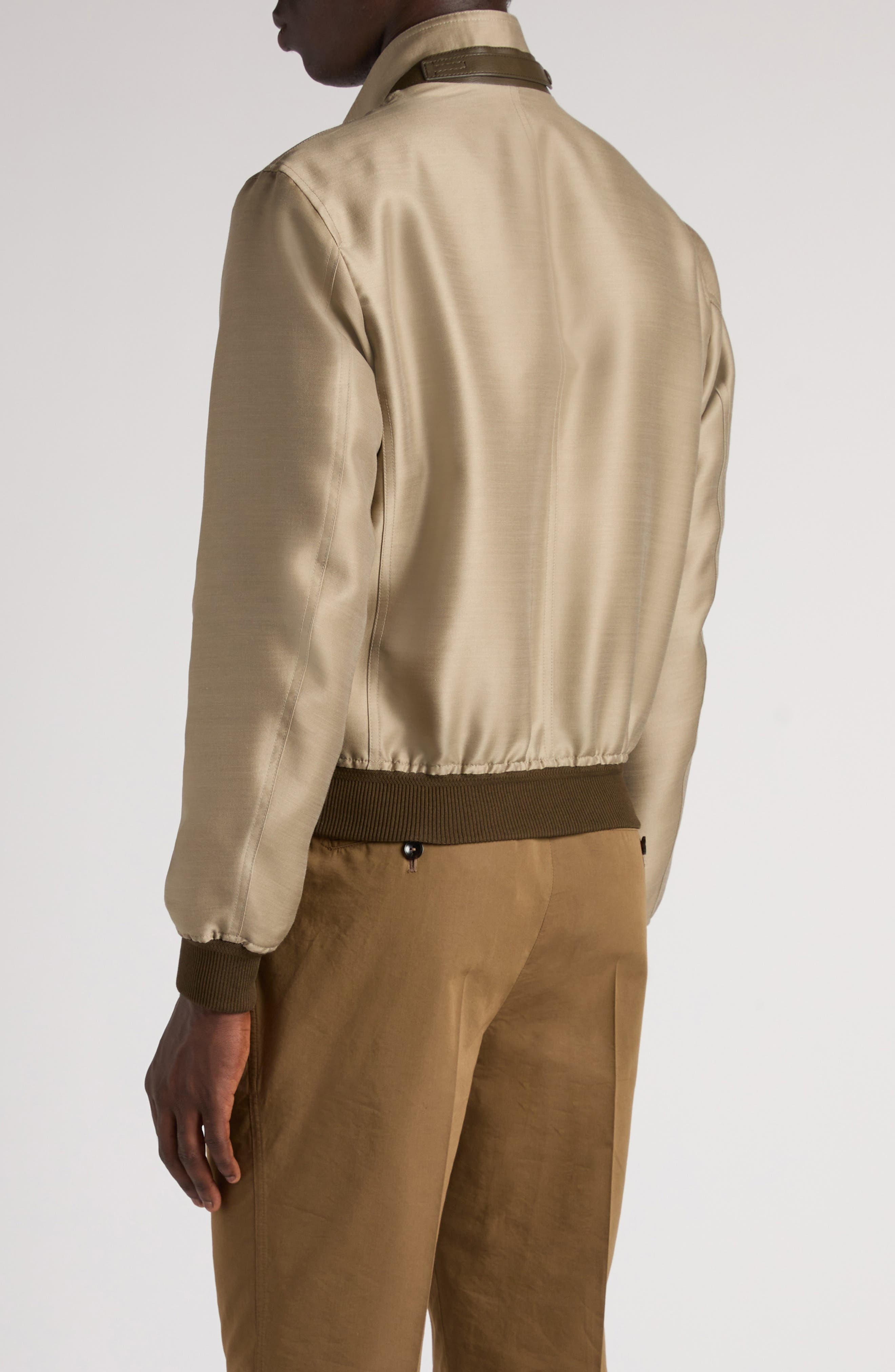 TOM FORD Wool Blend Twill Harrington Jacket in Fg796 Soft Military at Nordstrom - 3