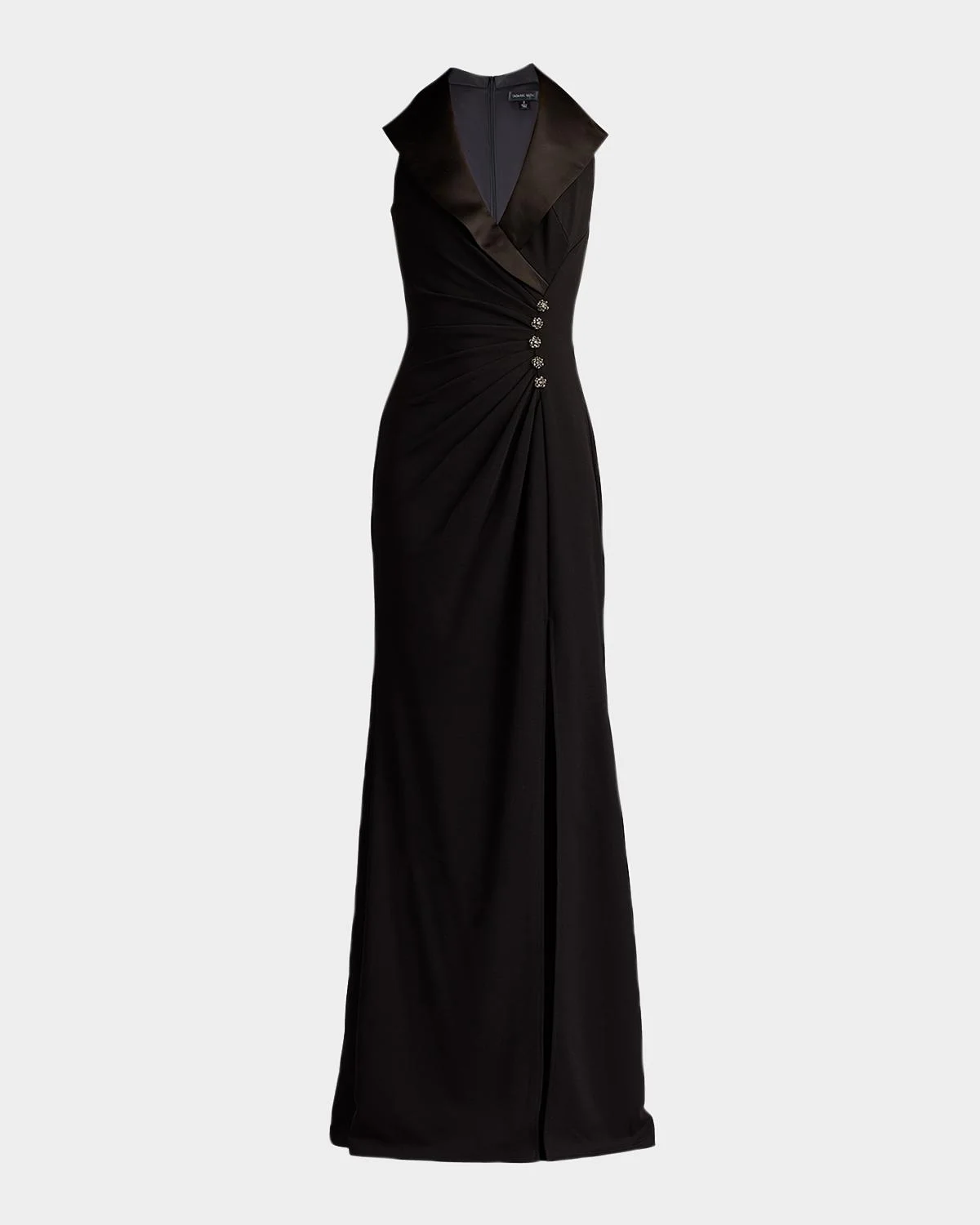 Pleated Jewel-Embellished Crepe Tuxedo Gown - 1