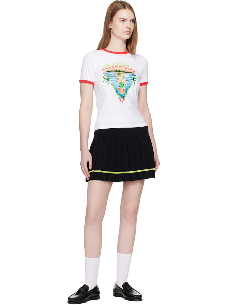 CASABLANCA White Innocence Triangle Longline Ringer T-shirt outlook