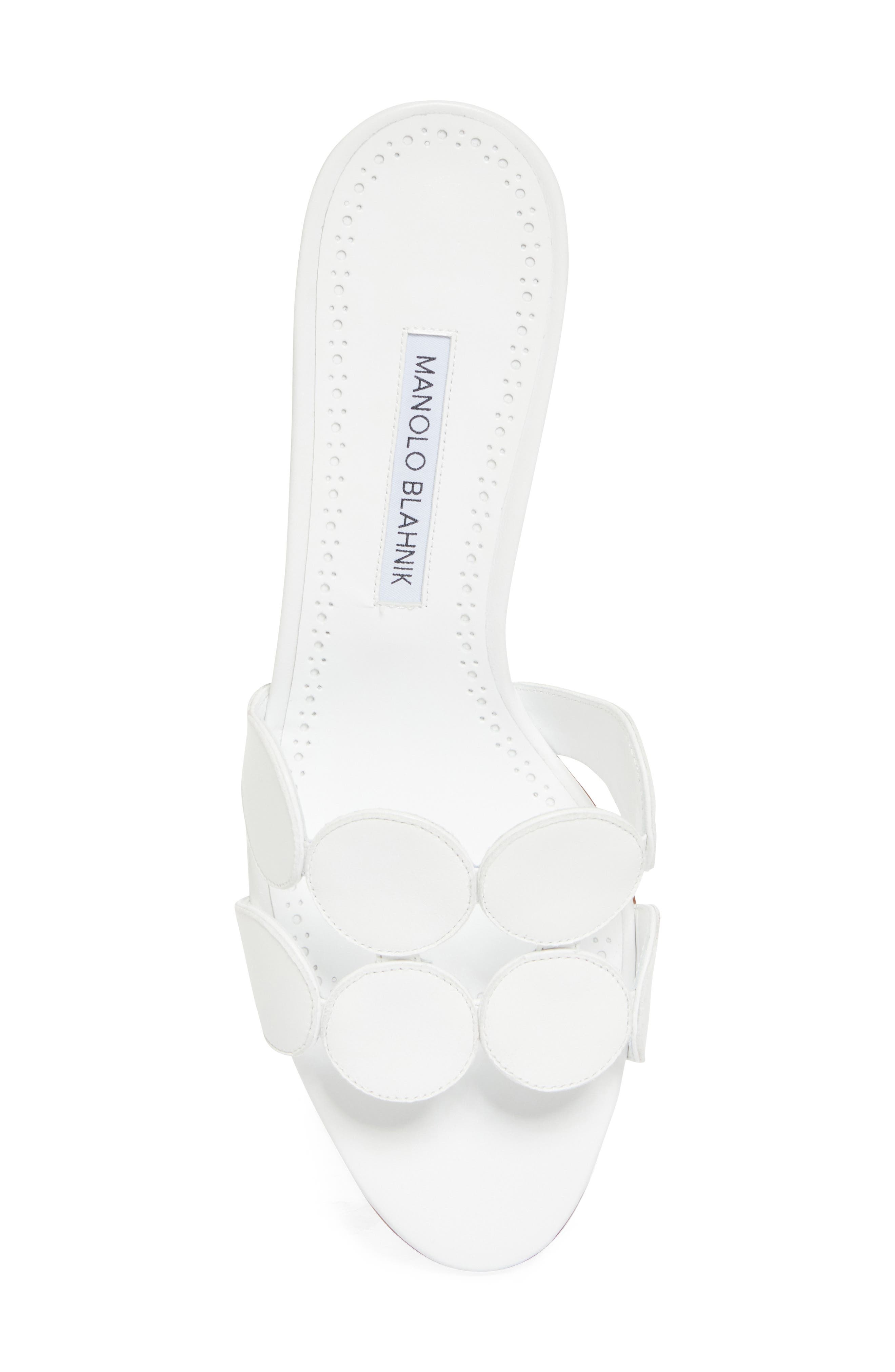 Manolo Blahnik Haribalmu Kitten Heel Sandal in White at Nordstrom - 5