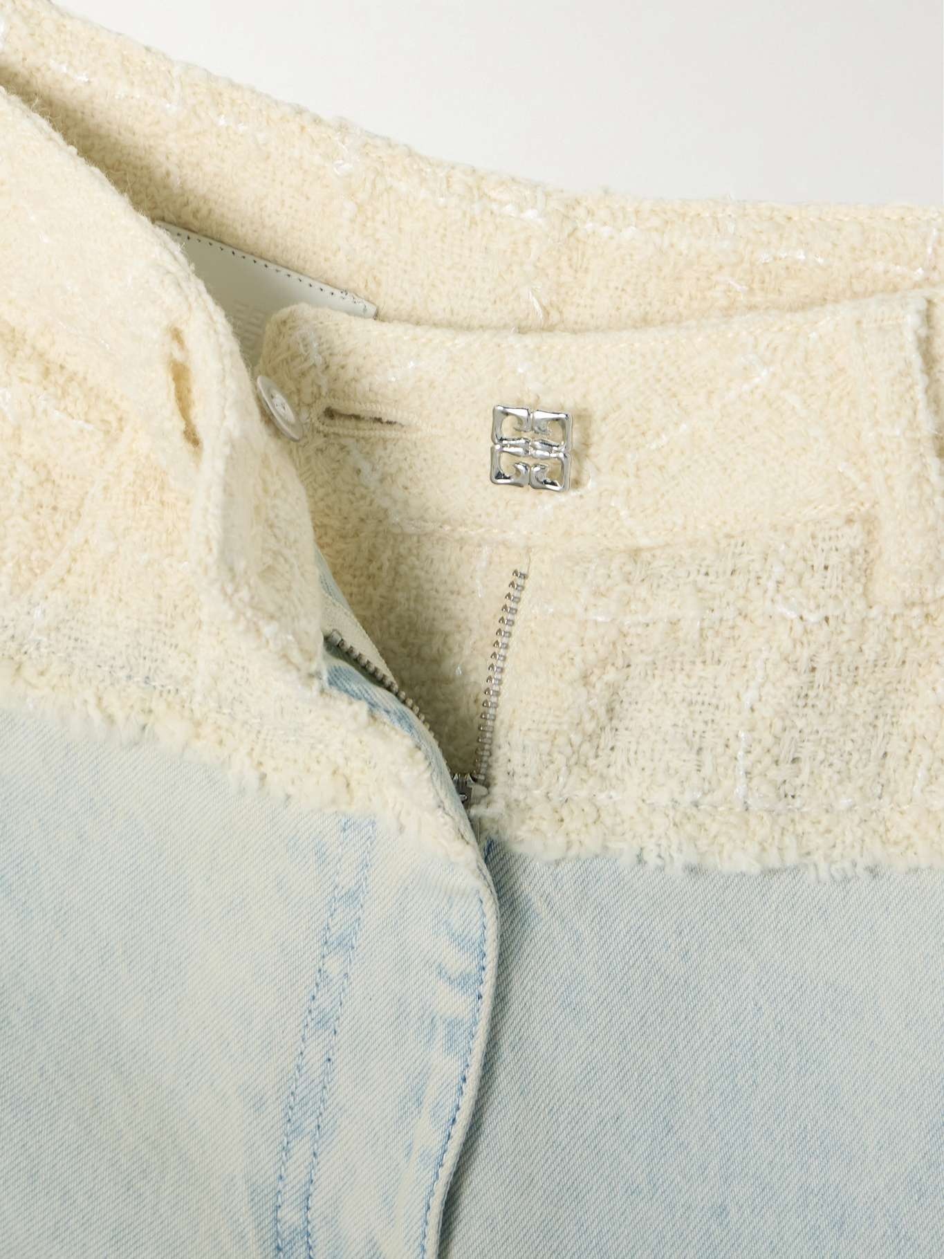 Big Mix wool-blend bouclé-trimmed high-rise straight-leg jeans - 5