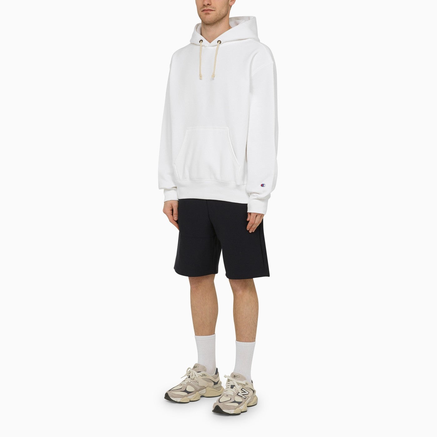 Champion White Cotton Blend Hoodie - 2