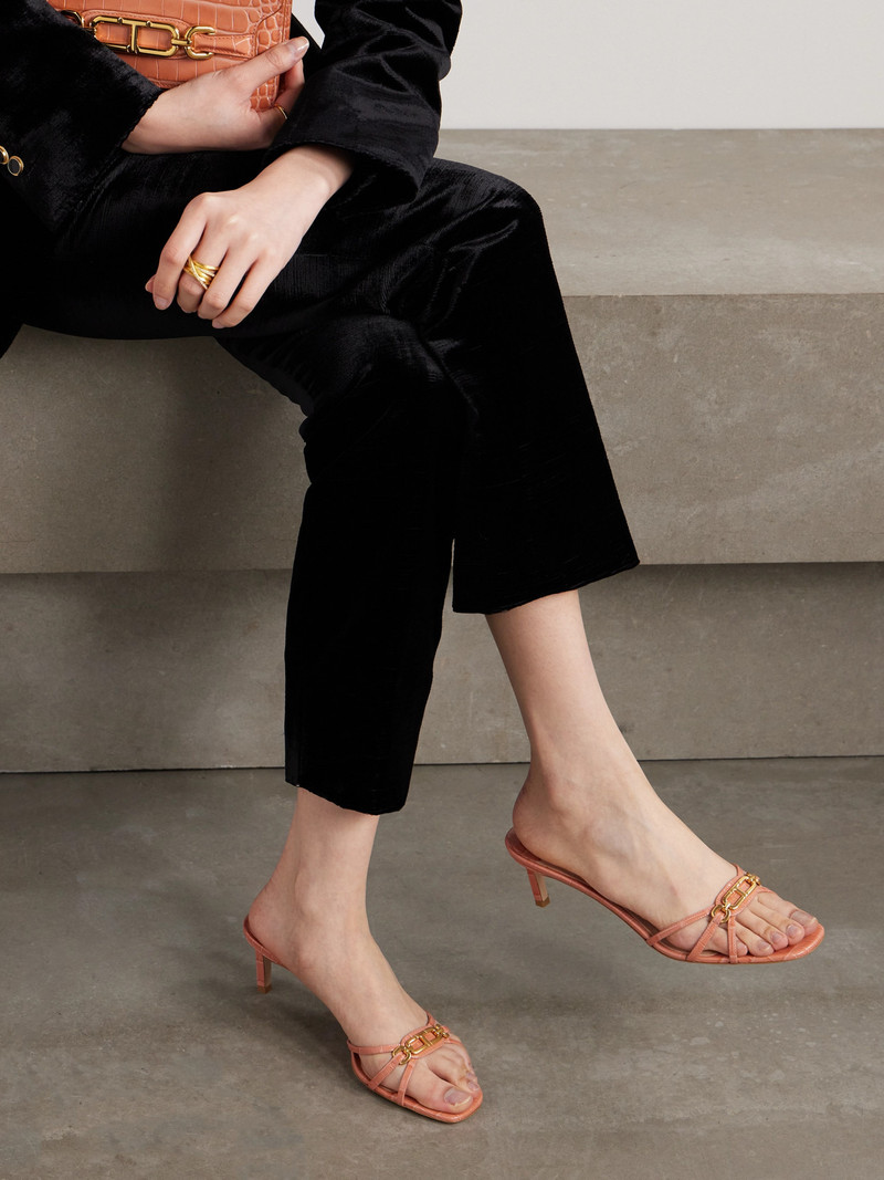TOM FORD Embellished Croc-effect Leather Mules outlook