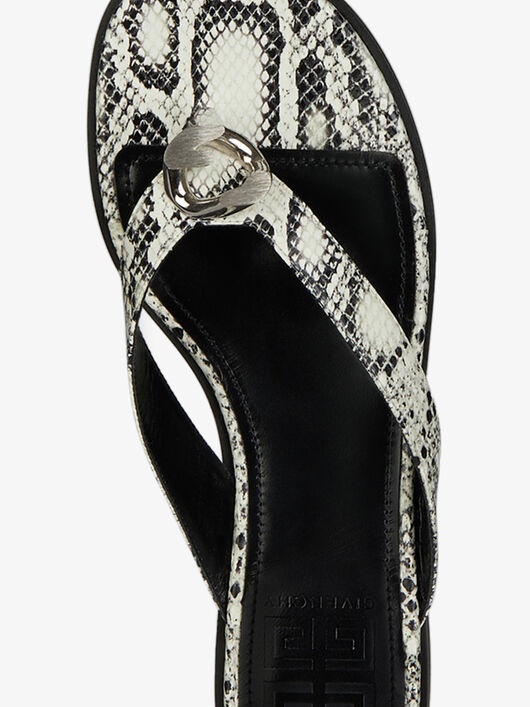 G CHAIN BUCKLE SANDALS IN PYTHON EFFECT LEATHER - 6