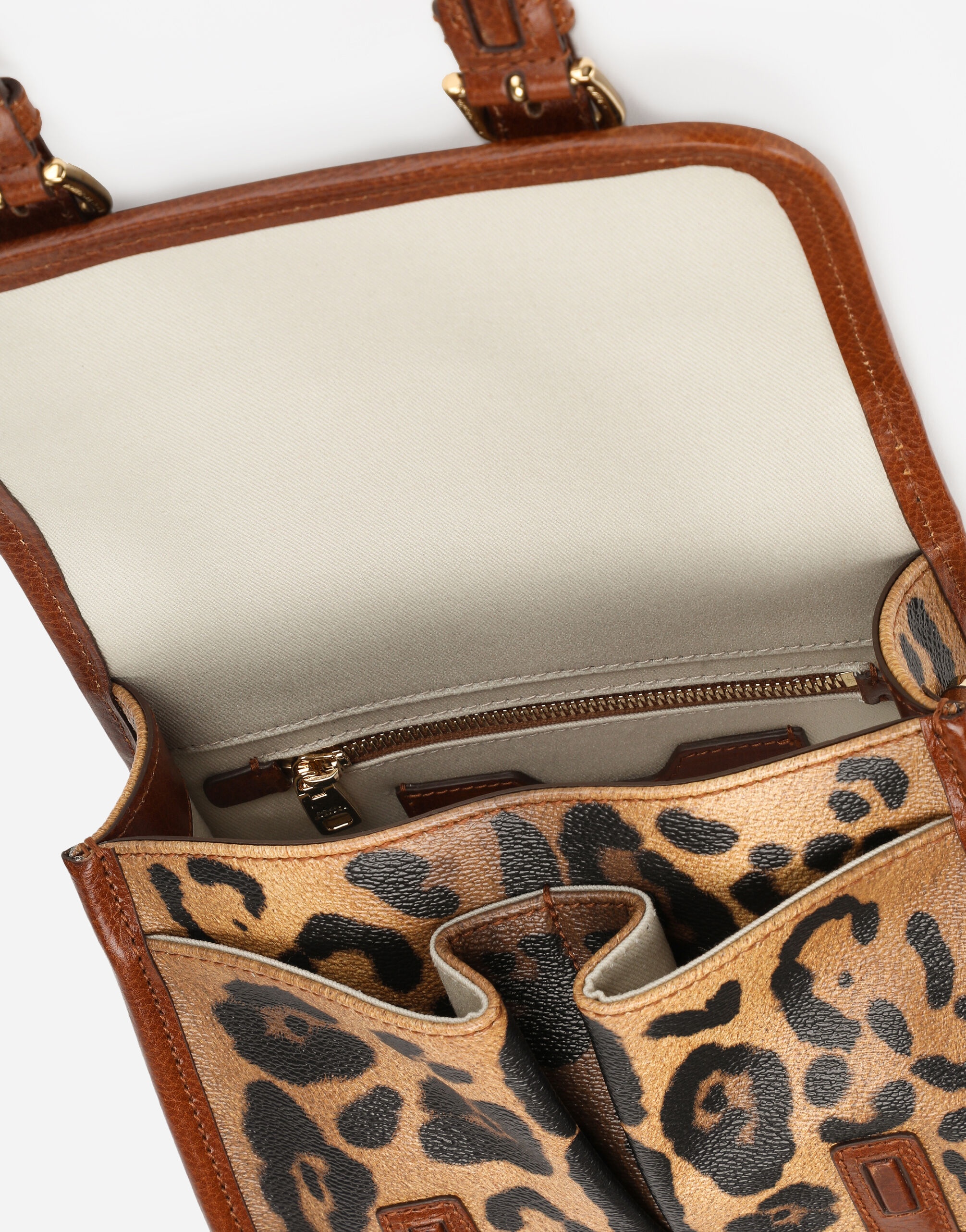 Small messenger bag in leopard-print Crespo with branded plate - 4