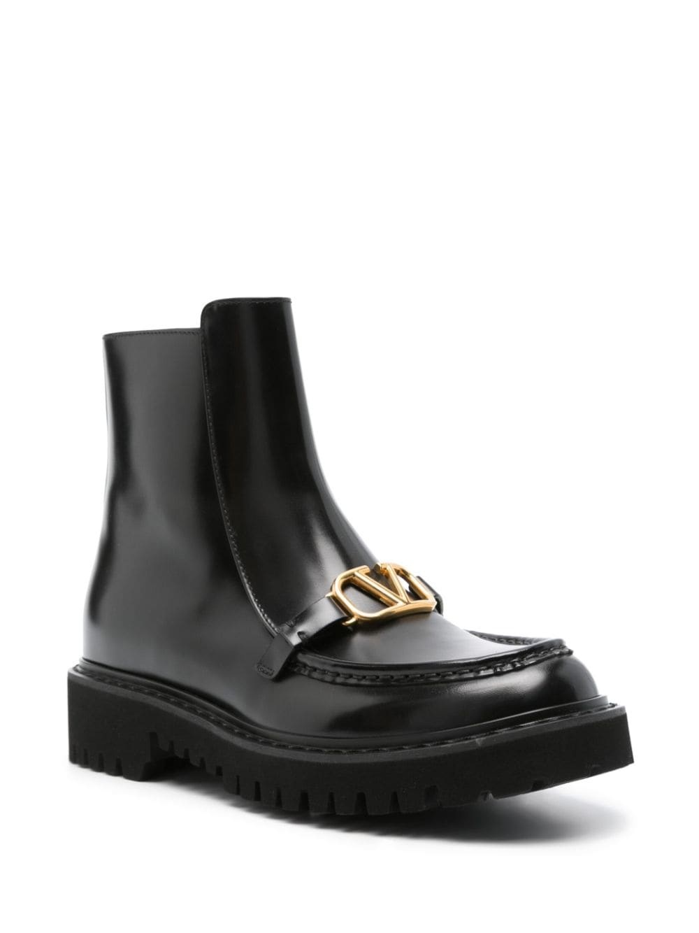 VLogo leather flat boots - 2