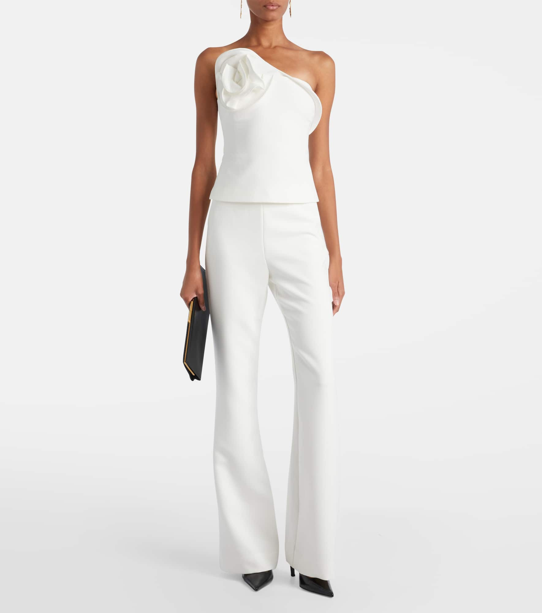 Floral-appliqué strapless crêpe top - 2