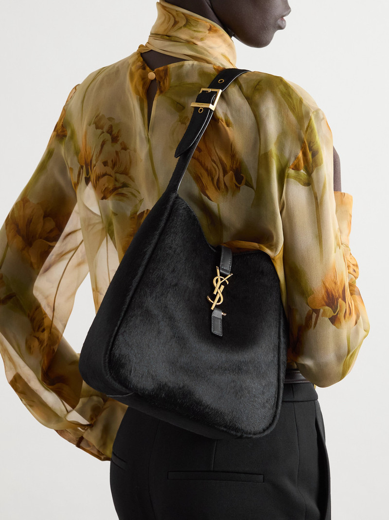 SAINT LAURENT Le 5 À 7 Embellished Leather-trimmed Calf Hair Shoulder Bag outlook