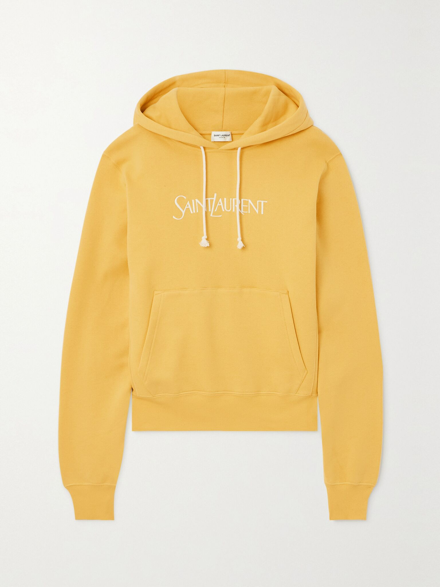 Embroidered cotton-jersey hoodie Yellow - 1