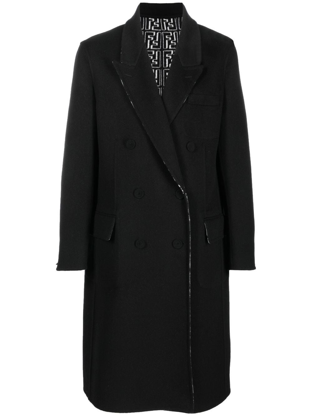 FF-print double-breasted reversible coat - 1