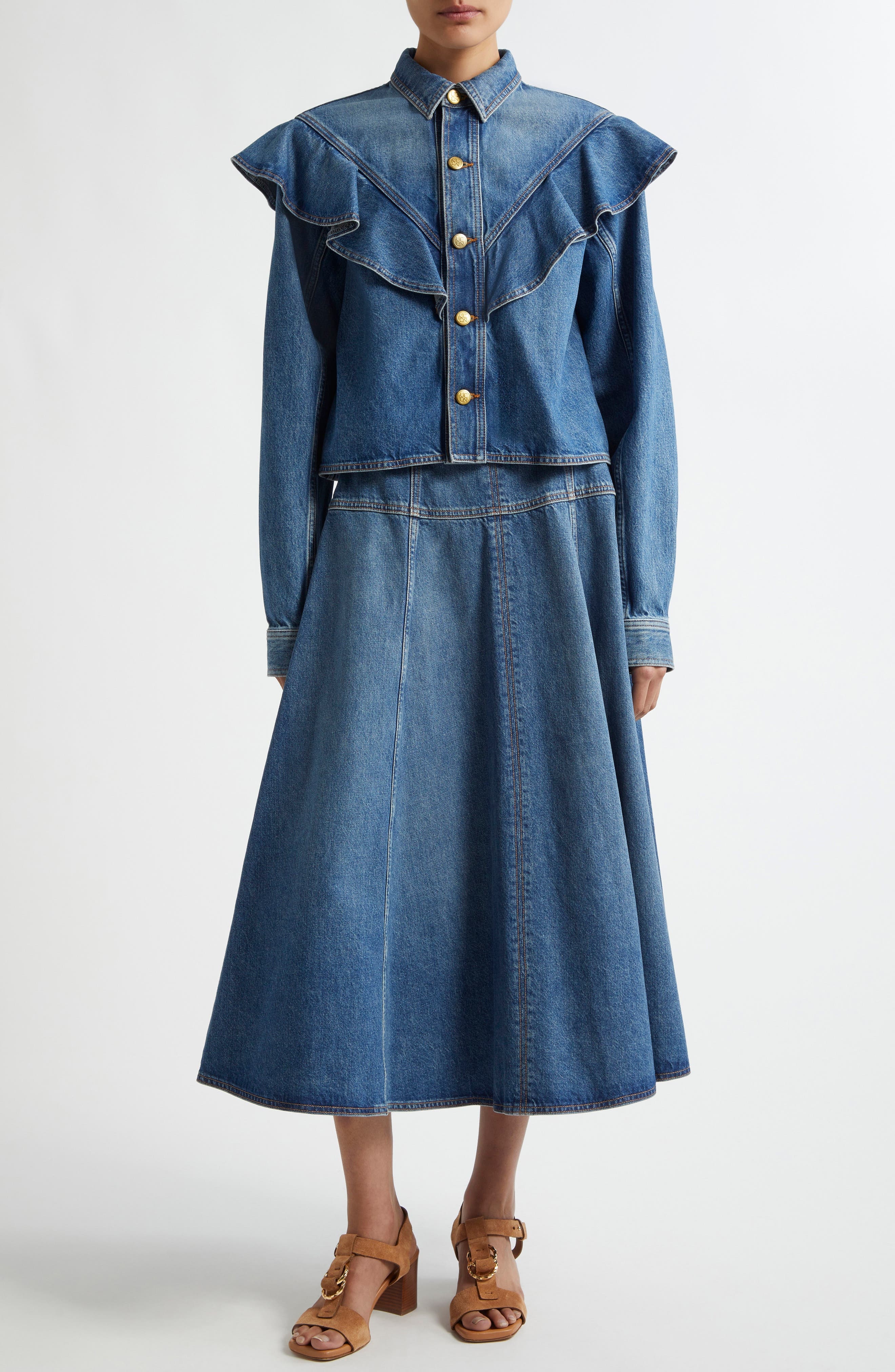 Ulla Johnson The Mathilde Denim Button-Up Shirt in Danube at Nordstrom - 2
